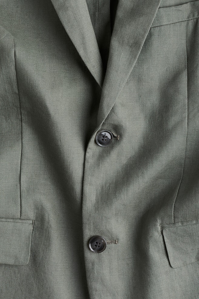 Slim Fit Linen Jacket - Green/Light beige/Dark beige/Dark blue/Light gray/Sky blue - 6
