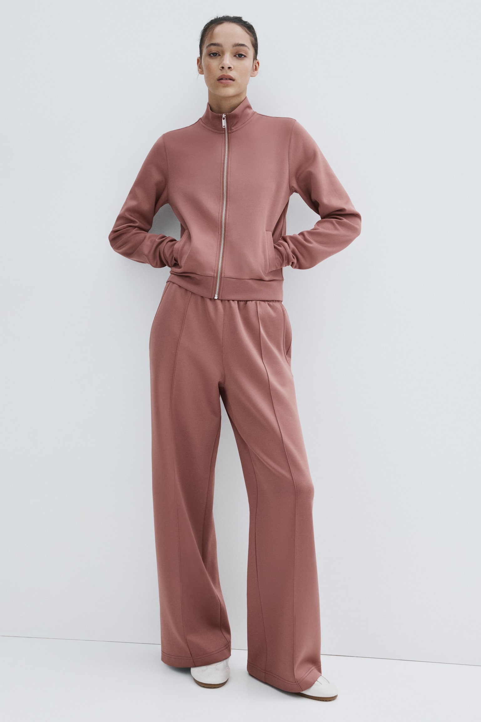 Crease-Front Pull-On Pants - Dusty rose/Navy blue/Truffle gray - 2