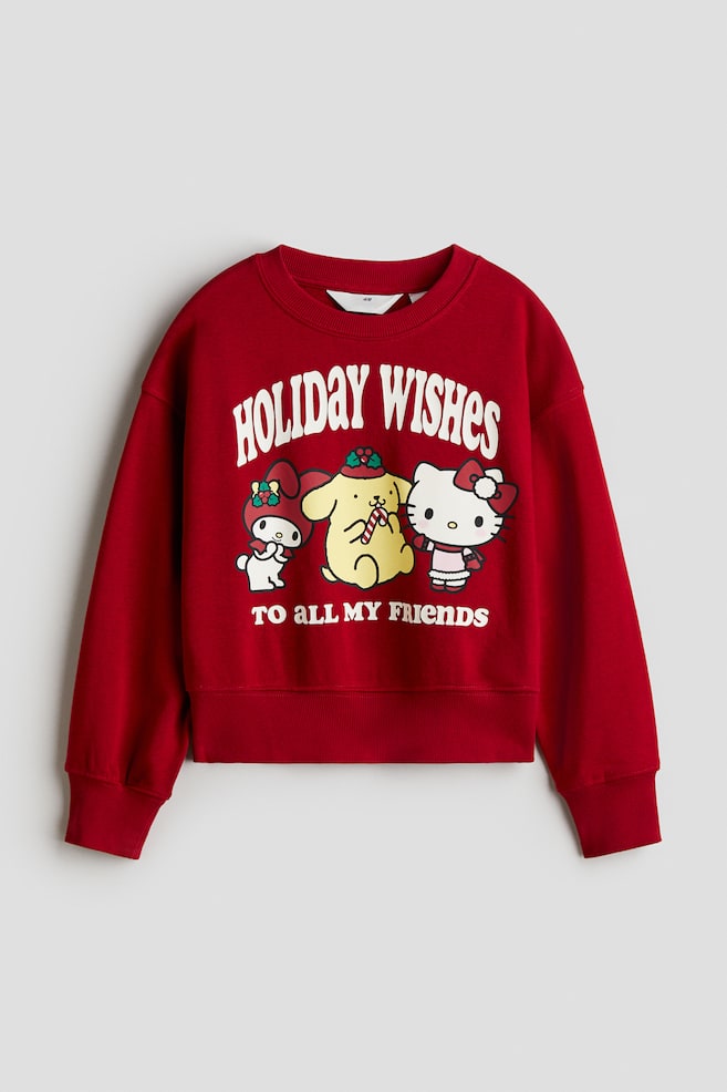 Felpa oversize con stampa - Rosso/Hello Kitty/Grigio scuro/Lilo & Stitch/Grigio chiaro mélange/Snoopy - 1
