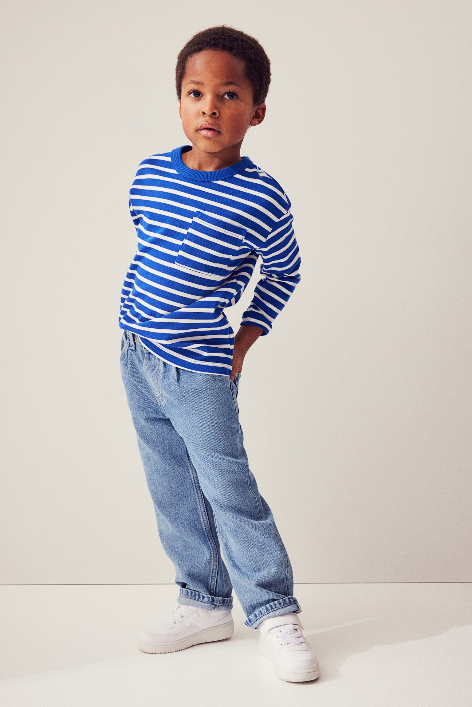 Long-sleeved T-shirt - Bright blue/Striped/Blue/Striped/Light grey/Brown striped/White/Black striped - 5