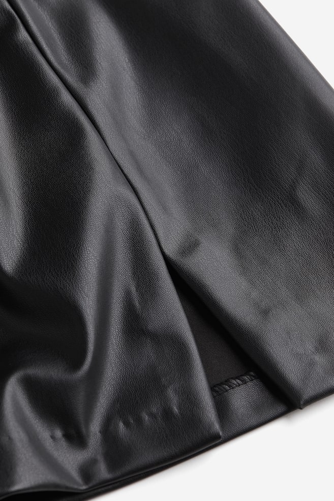 Slit-hem mini skirt - Black/Black - 4