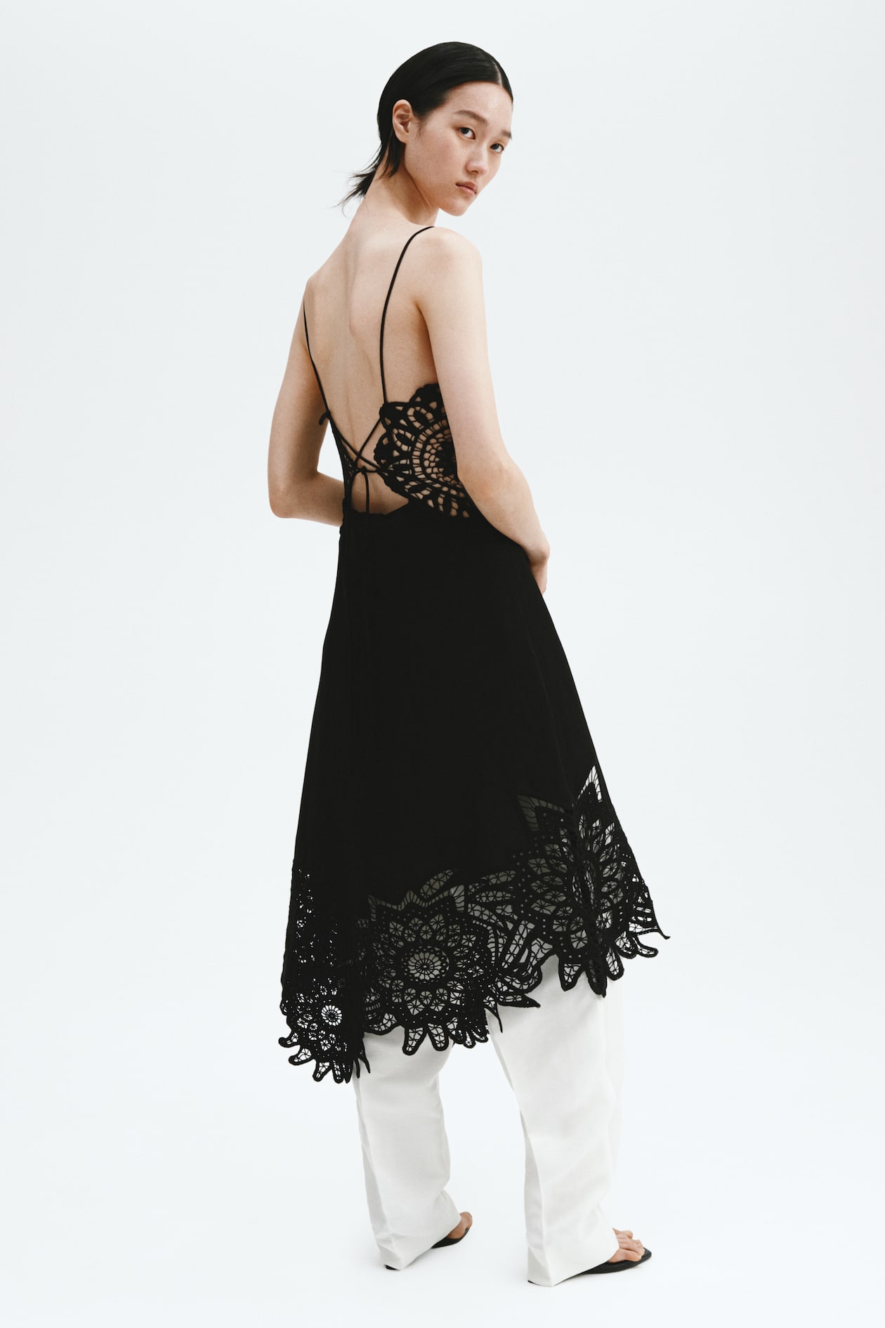Lace-Detail Linen-Blend Dress - image 4