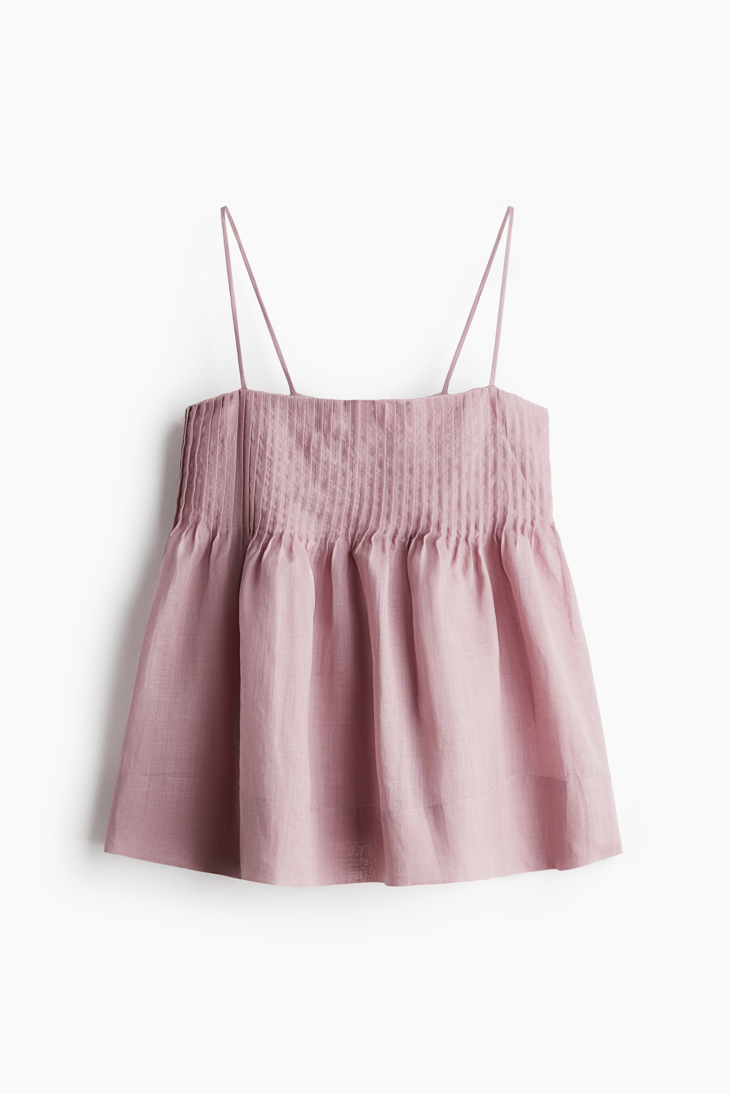 Top de alças em rami com nervuras - Lilás cinza claro