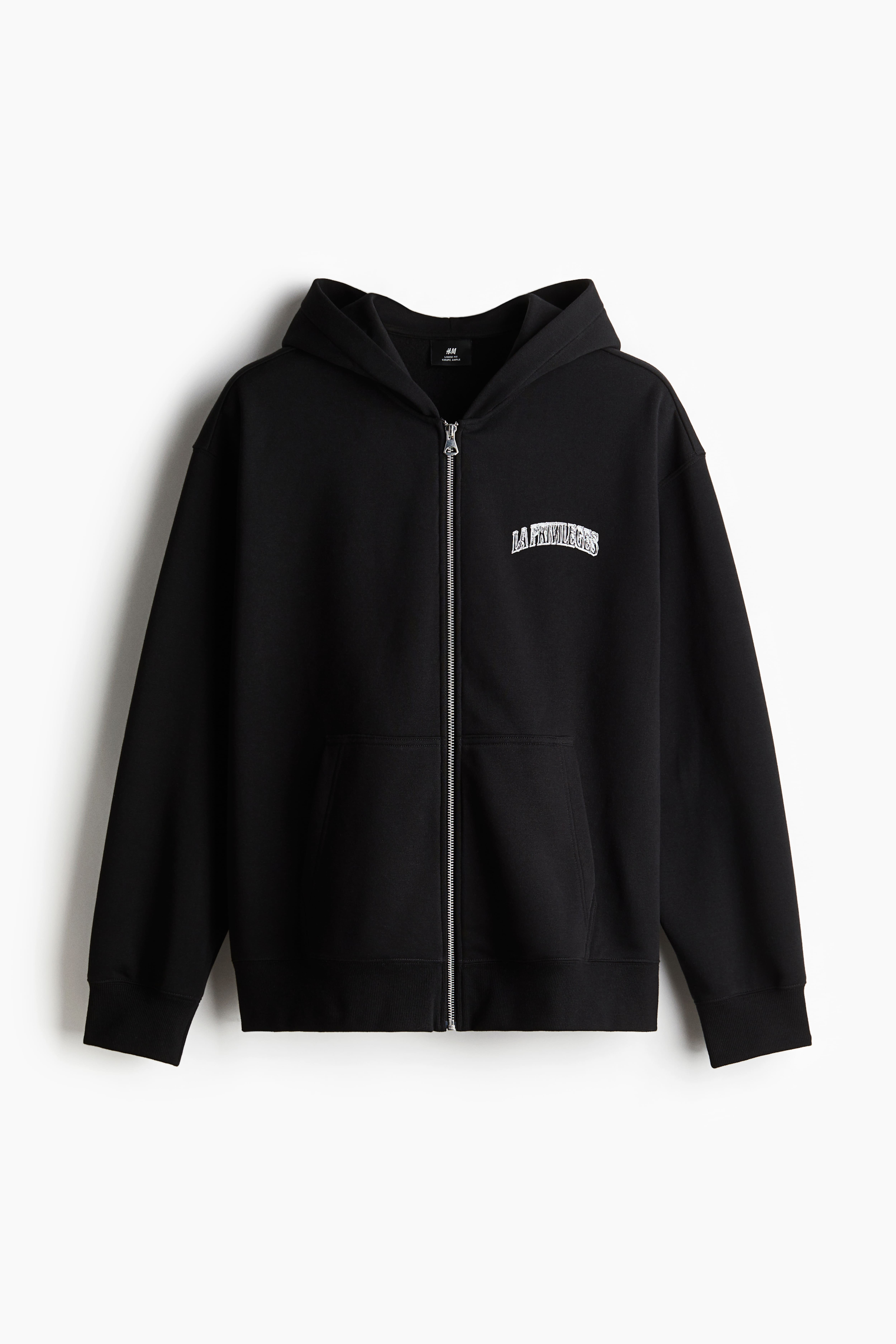 H and m black zip up hoodie sale