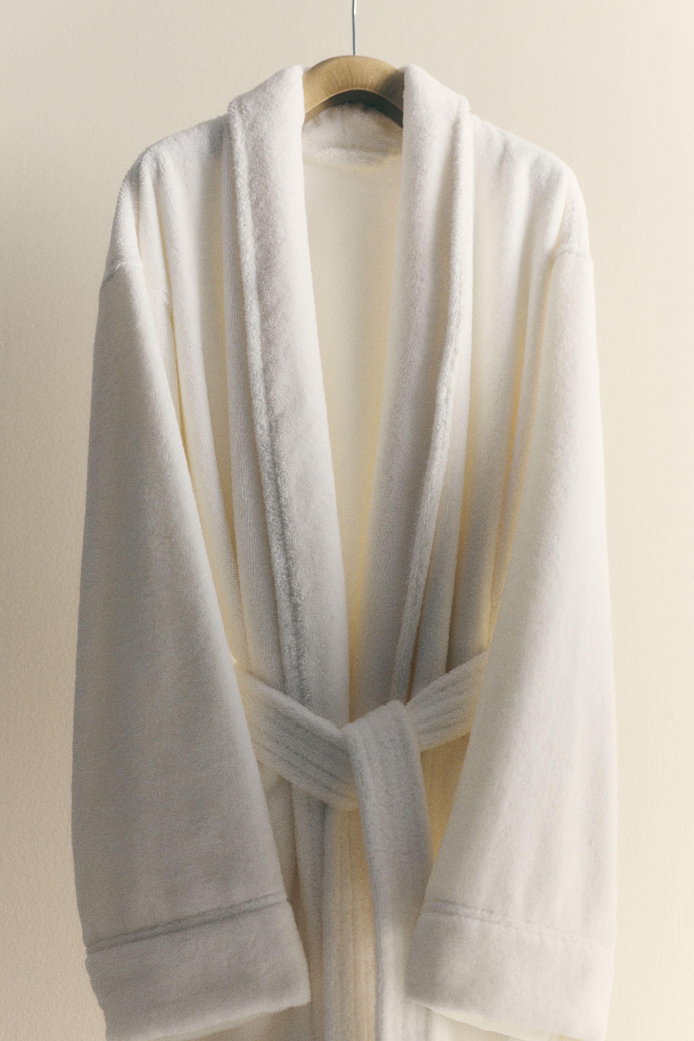 Albornoz de algodón egipcio - Blanco/Beige claro