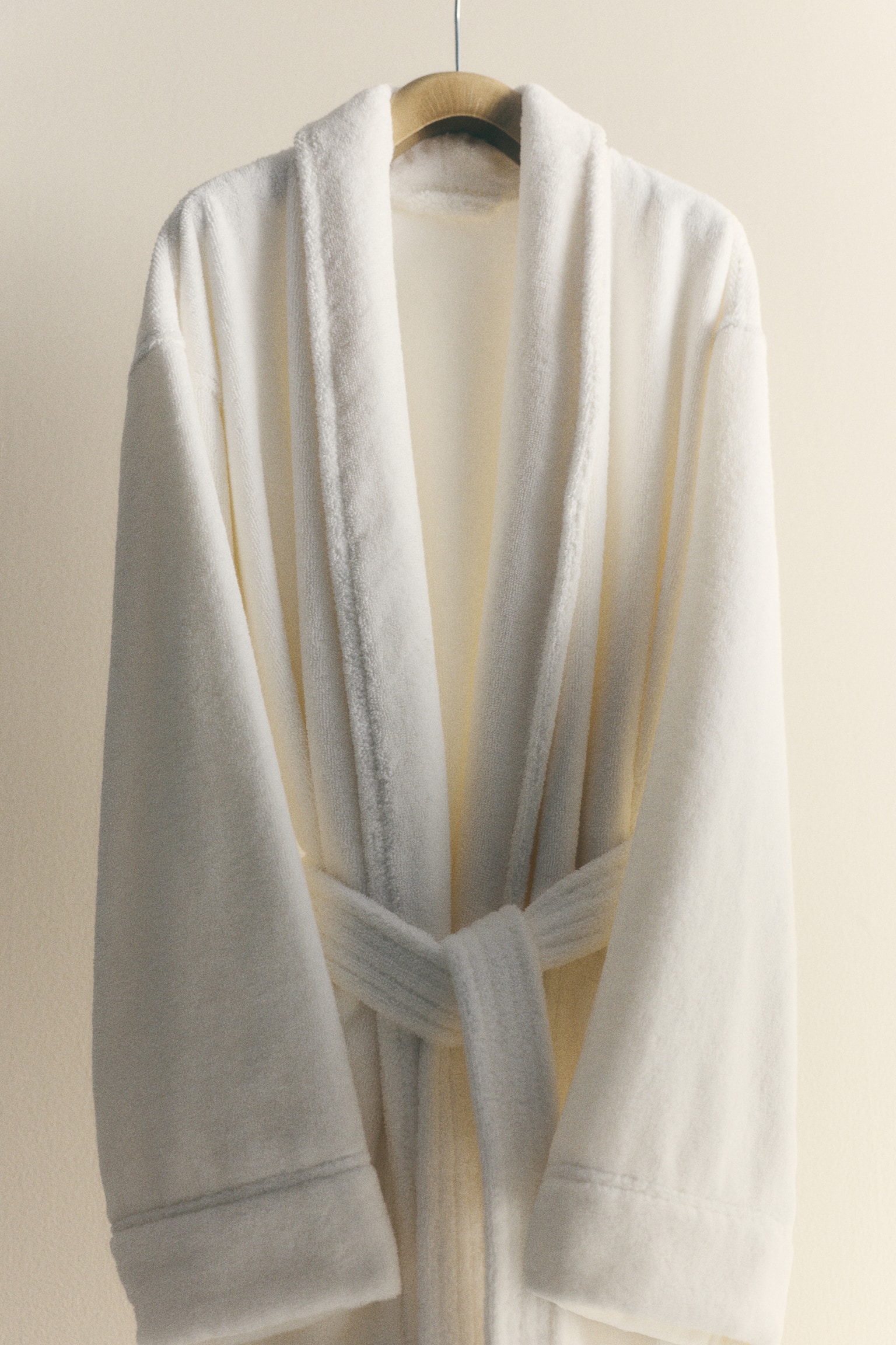 Egyptian cotton dressing gown - White/Light beige - 1