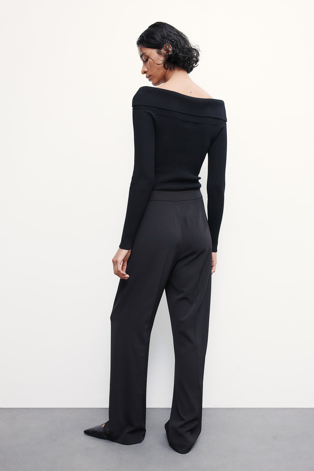 Wide-leg Pants - High waist - Long - Black - Ladies | H&M CA