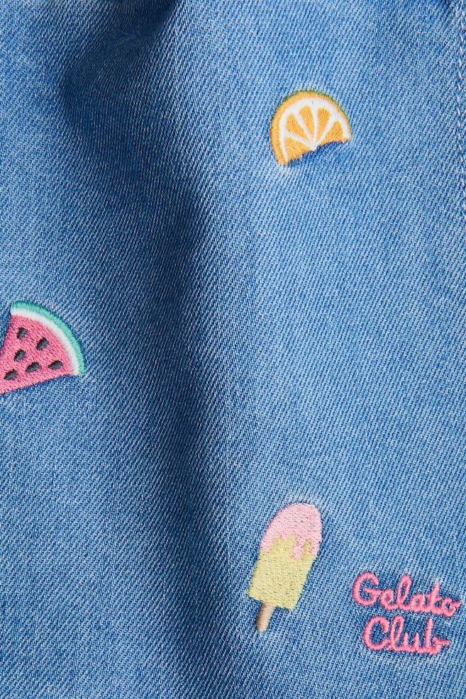 Jeansskort mit Stickerei-Denimblau/Früchte - 3