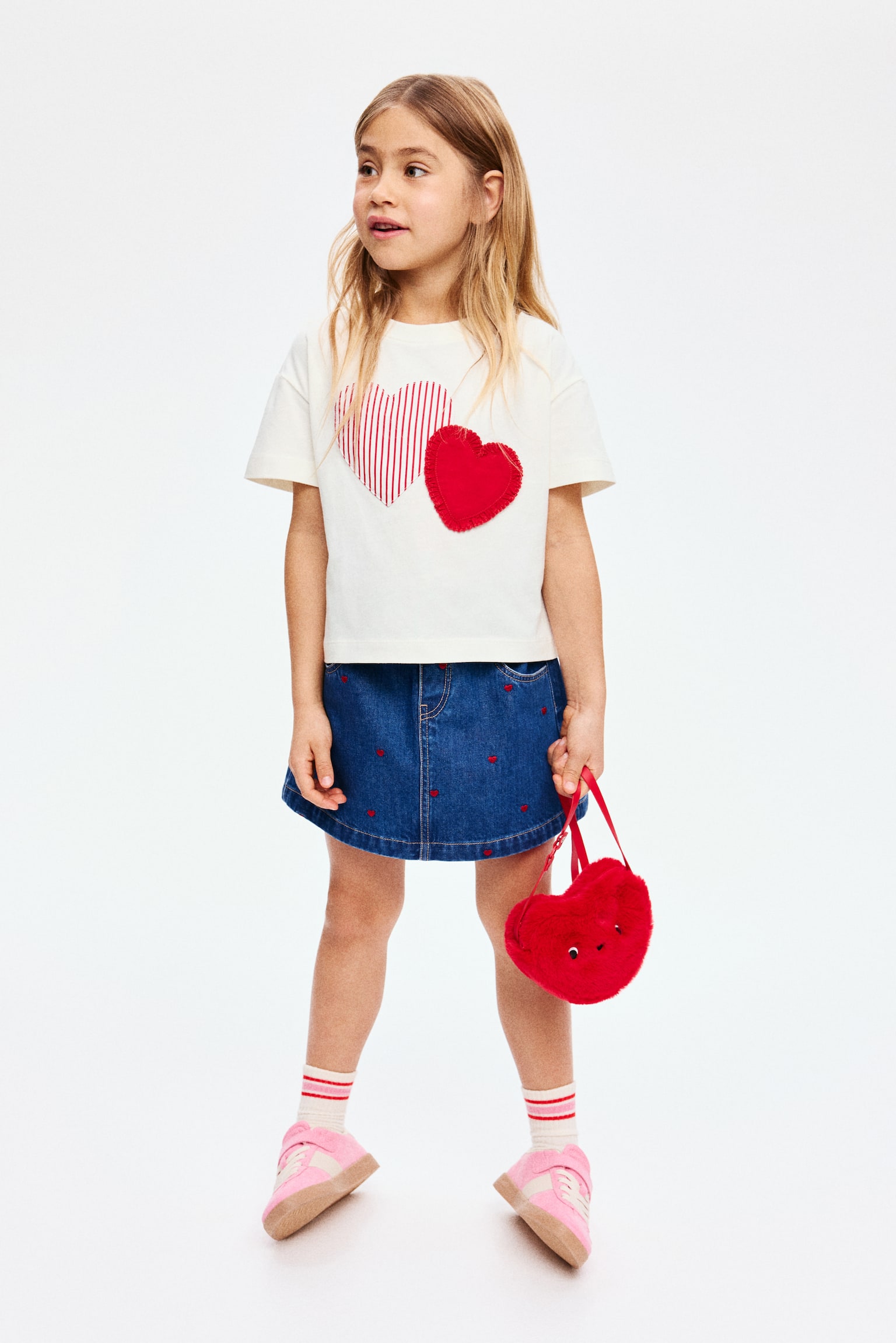 Motif-detail T-shirt - White/Hearts/White/Heart - 1