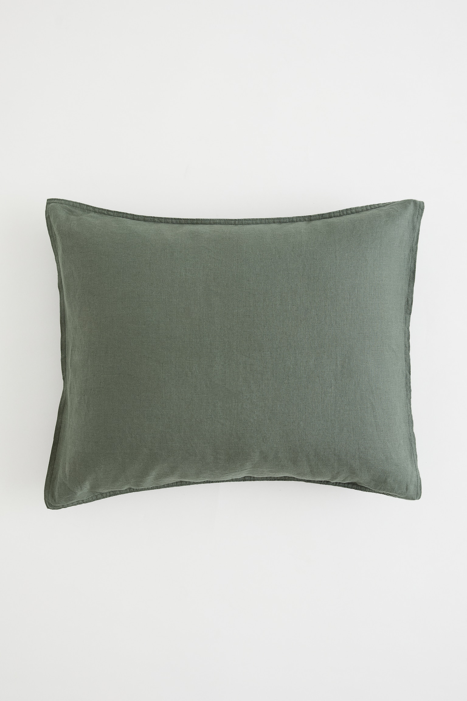 Washed linen pillowcase - Dark khaki green/White/Sage green/Beige - 1