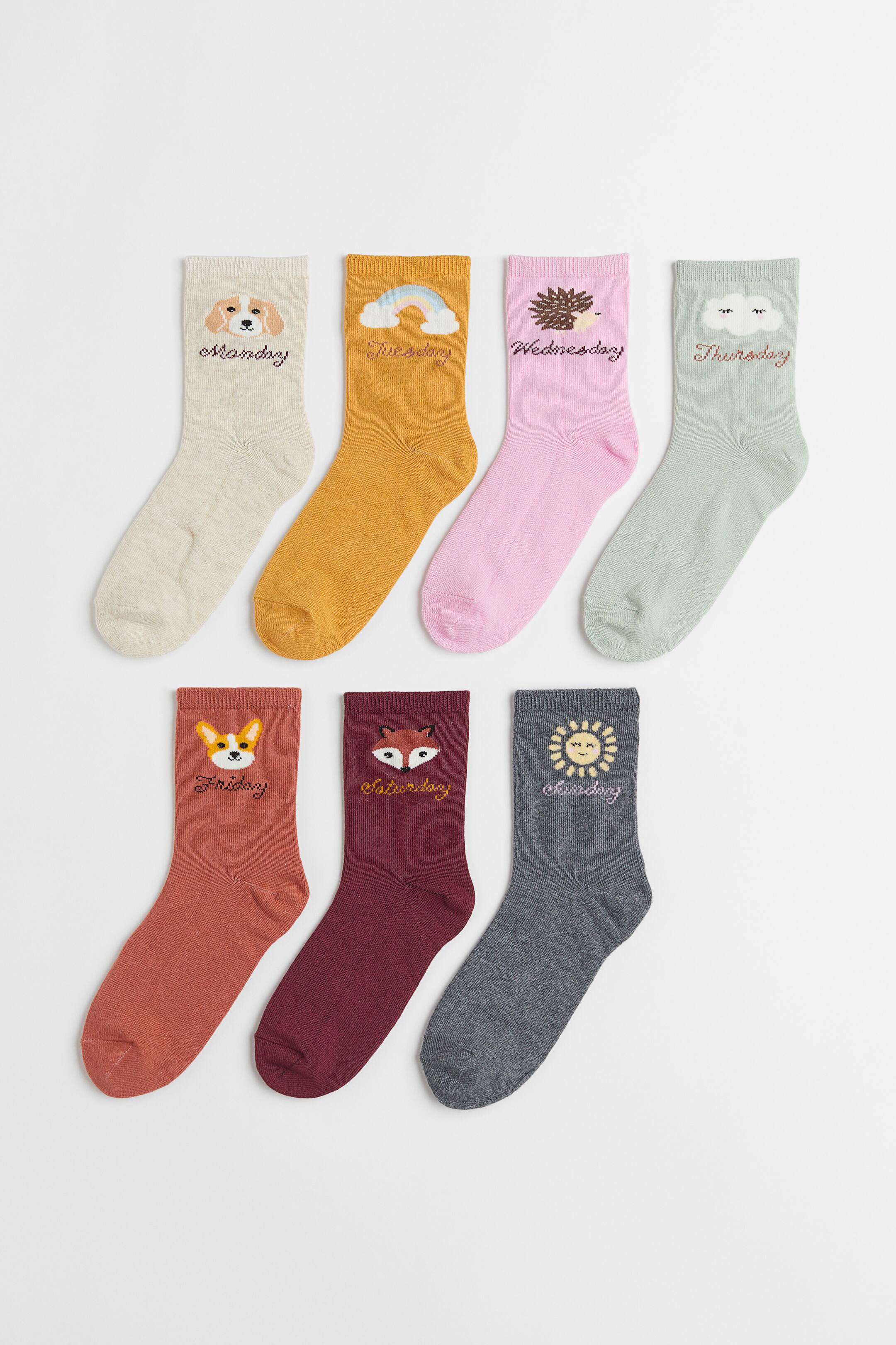 Xem ảnh lớn hơn: Bộ 7 đôi tất - Màu be đốm/Ngày trong tuần - Kids | H&M VN 1