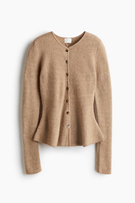 Женские кардиганы H&M Rib-Knit Peplum Cardigan