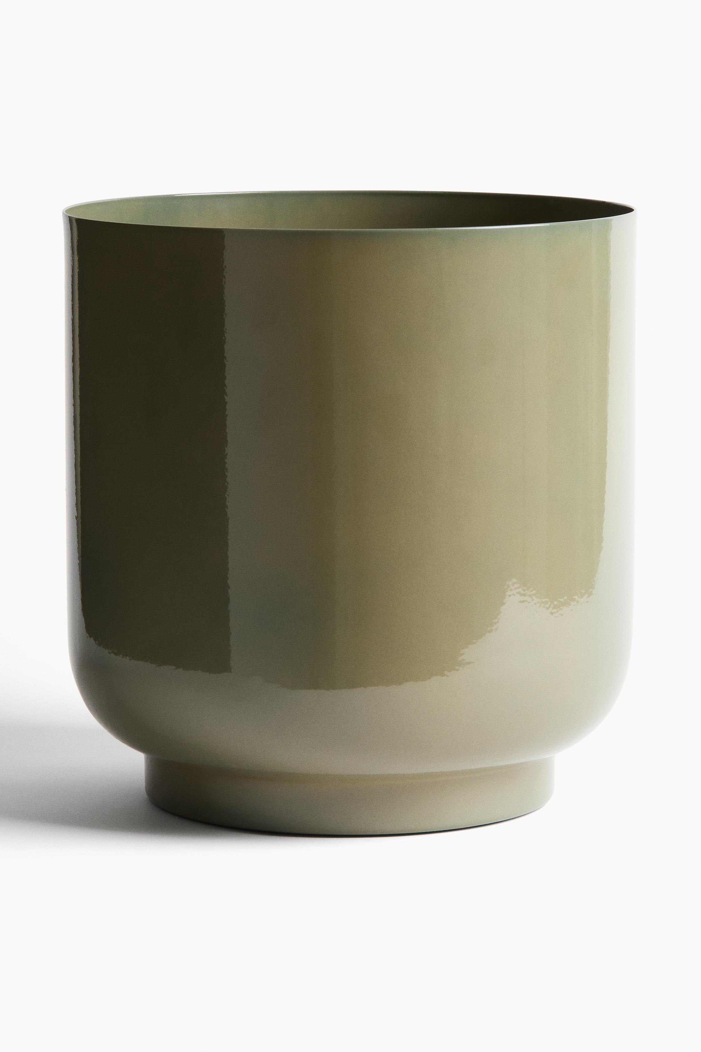 Extra grote metalen bloempot - Kakigroen/Beige/Donkerbruin