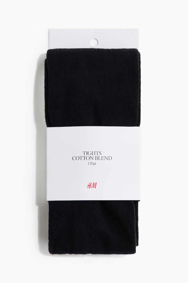 Cotton-Blend Tights - Black/Dark brown - 1