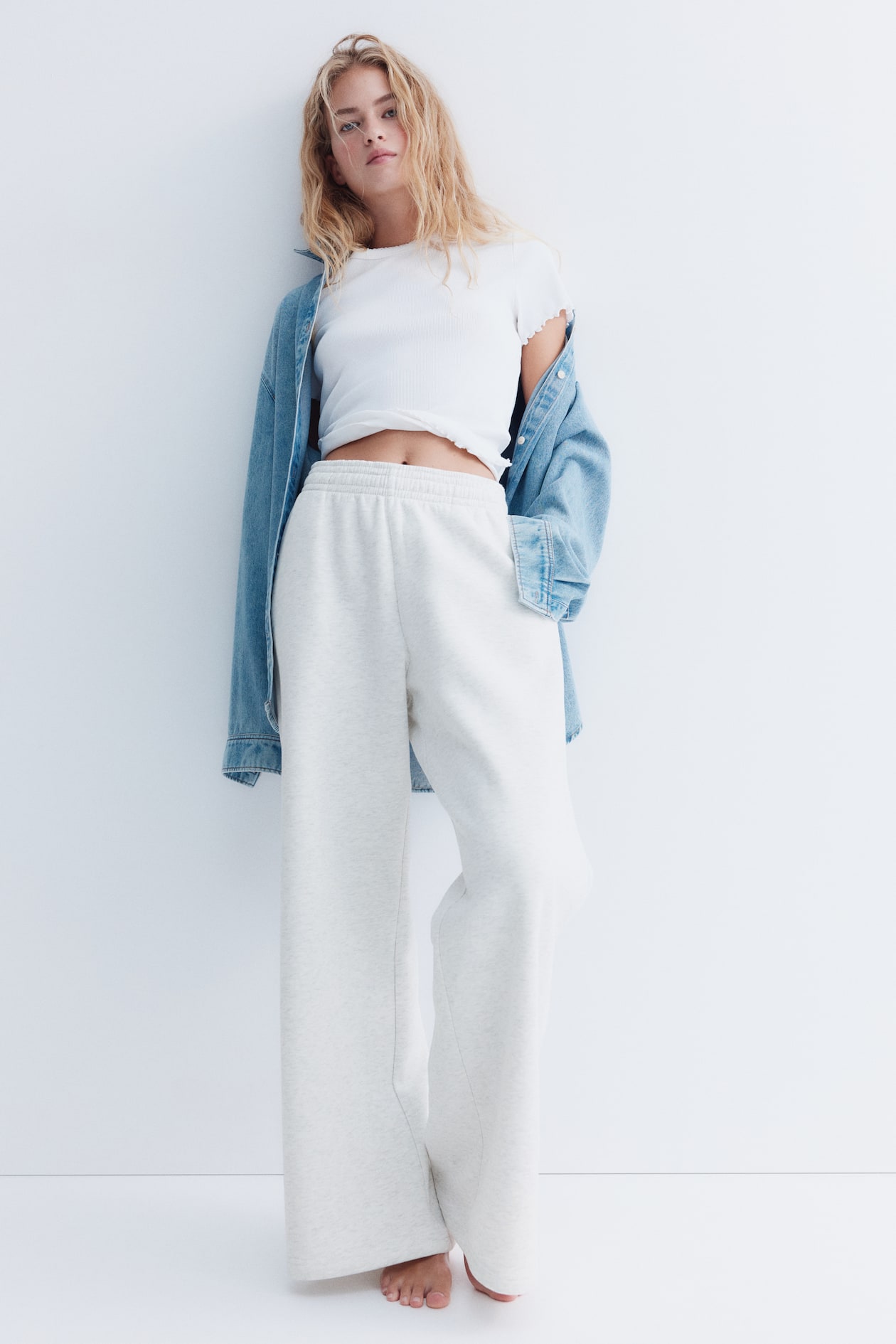 Wide joggers - Light grey - Ladies | H&M GB