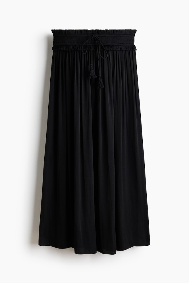 Falda maxi con borlas - Negro/Beige claro - 1