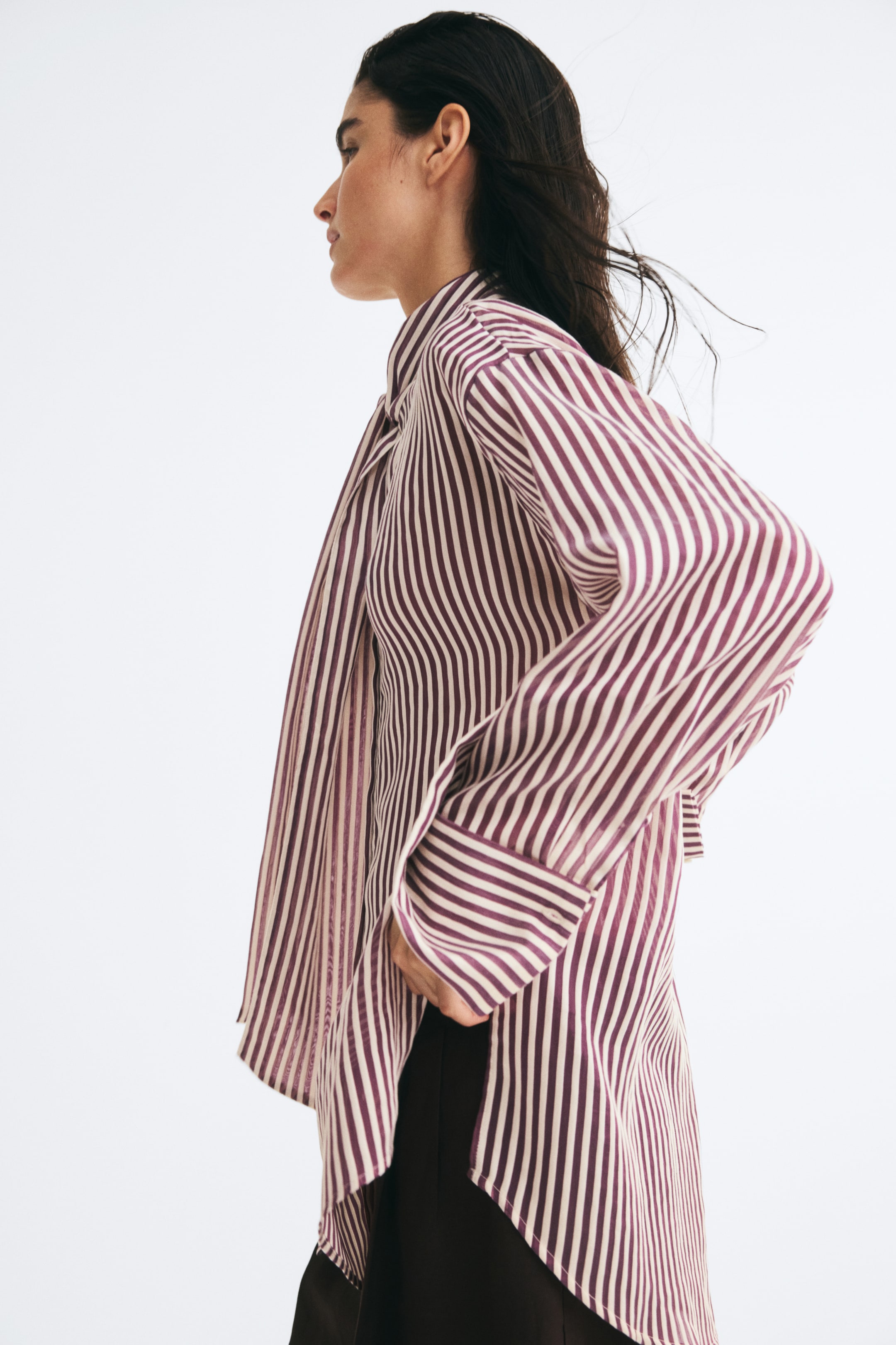 Oversized Scarf-Collar Shirt