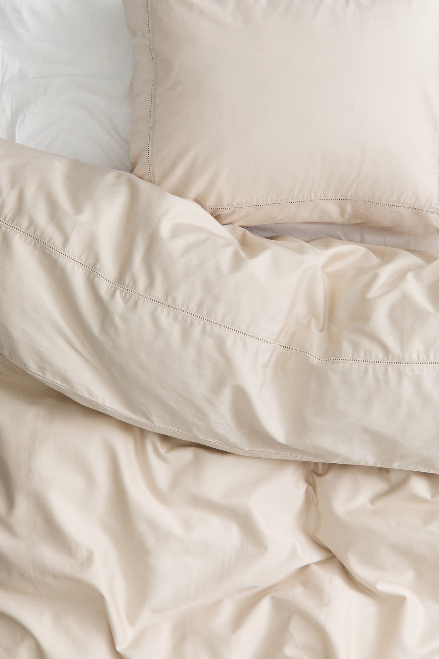 Egyptian cotton single duvet cover set - Light beige/White/Dark brown - 3