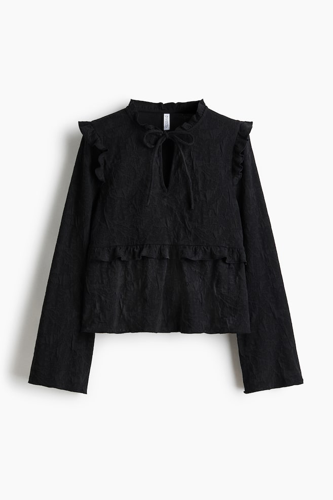 Blouse en jersey jacquard - Noir - 1