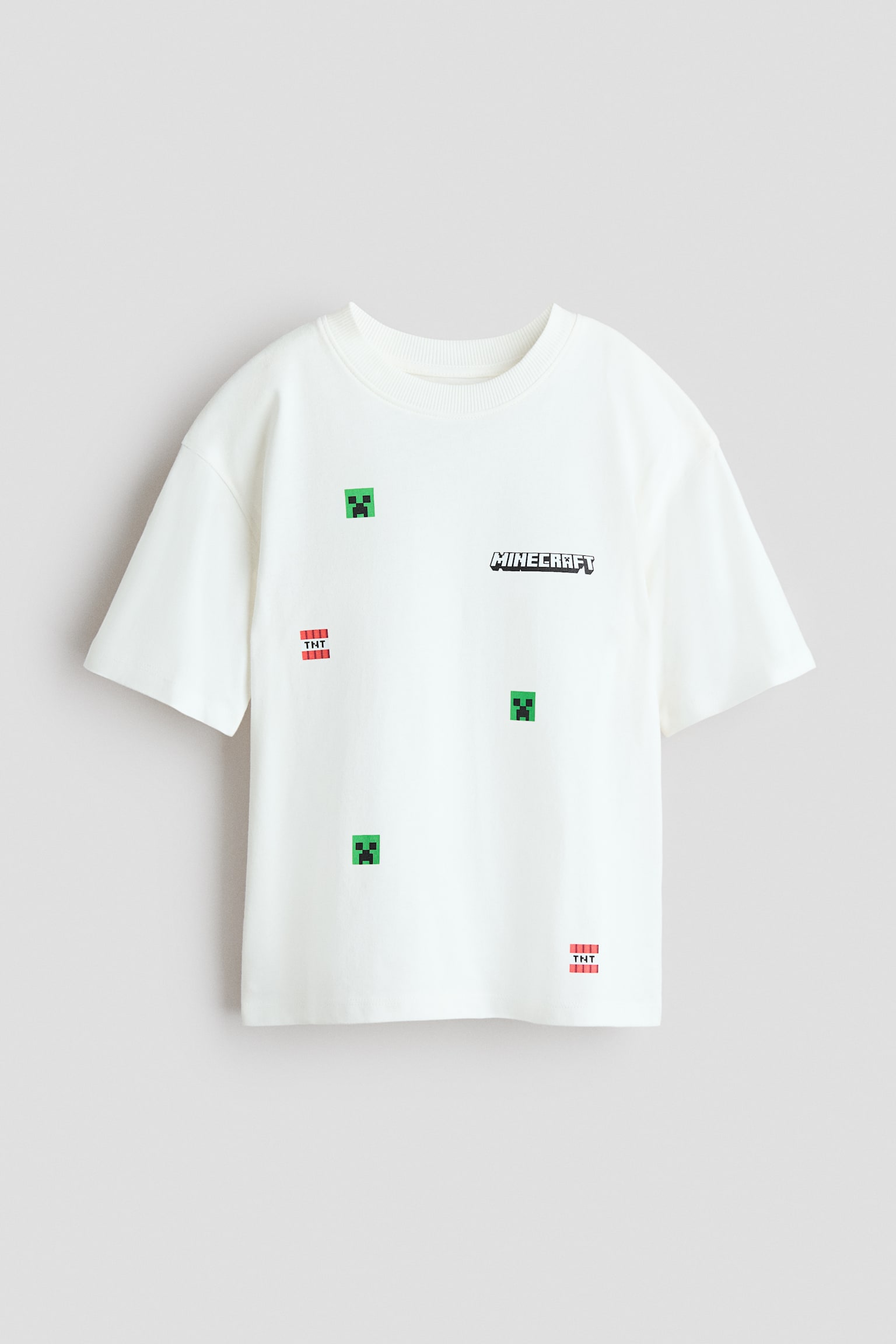 Футболка оверсайз із принтом - Білий/Minecraft/Сірий меланж/Бетмен/Білий/Marvel Comics/Білий/Minecraft/Темно-сірий/Людина-Павук/Кремовий/Дональд Дак/Світло-блакитний/Garfield - 1