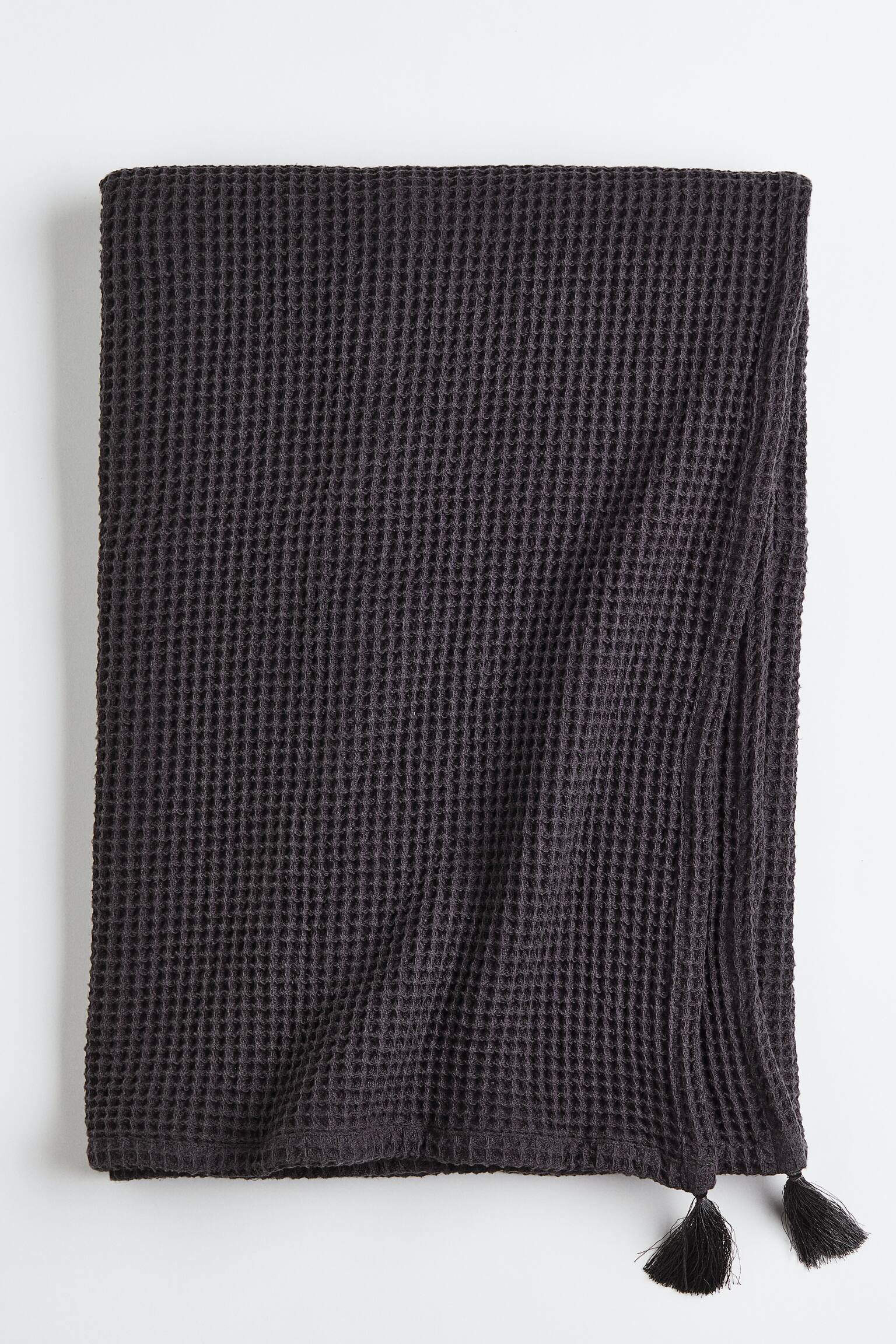 Waffled cotton blanket - Dark grey