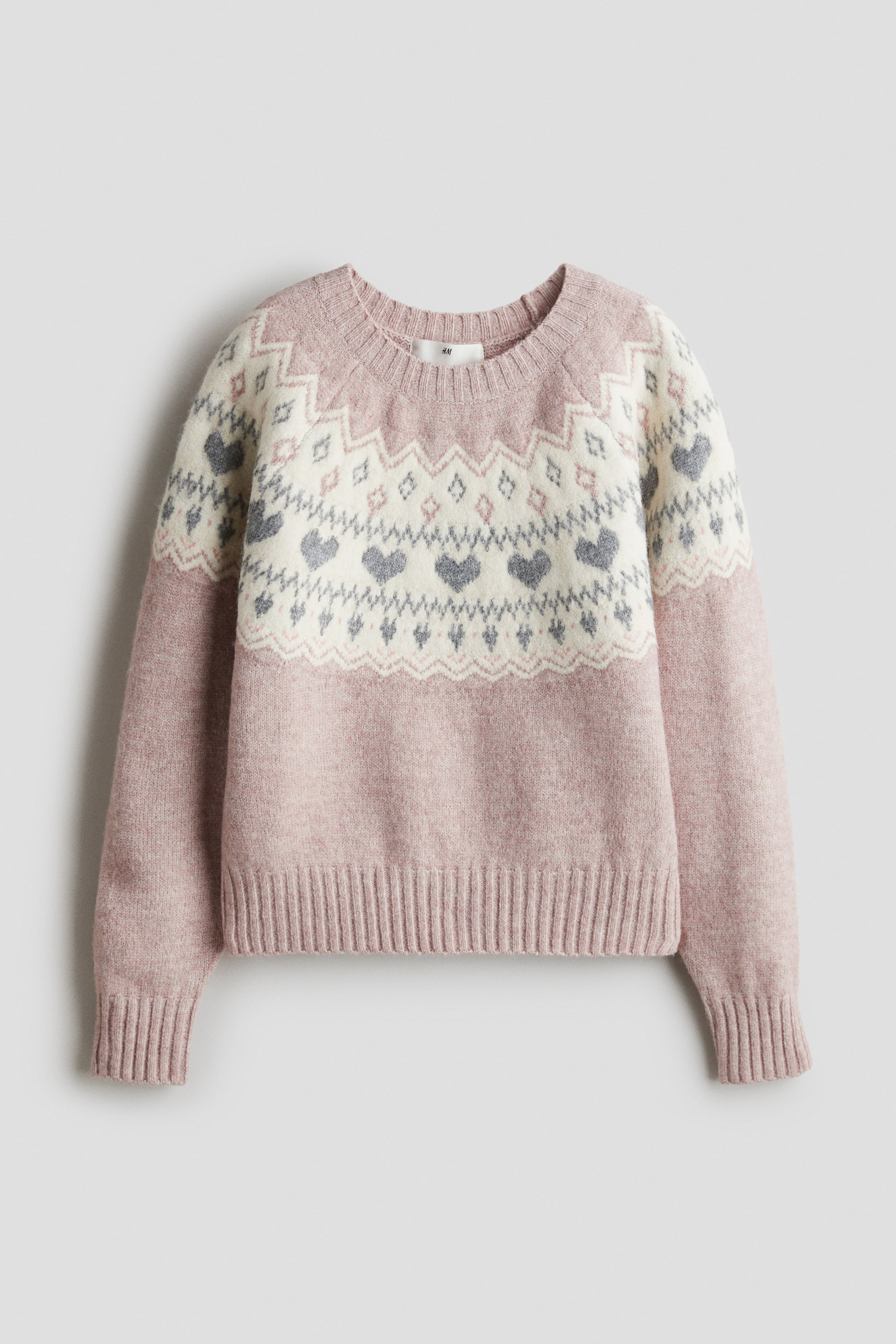 View larger image: Jacquard-knit jumper - Light pink marl/Patterned - Kids | H&M HK 3