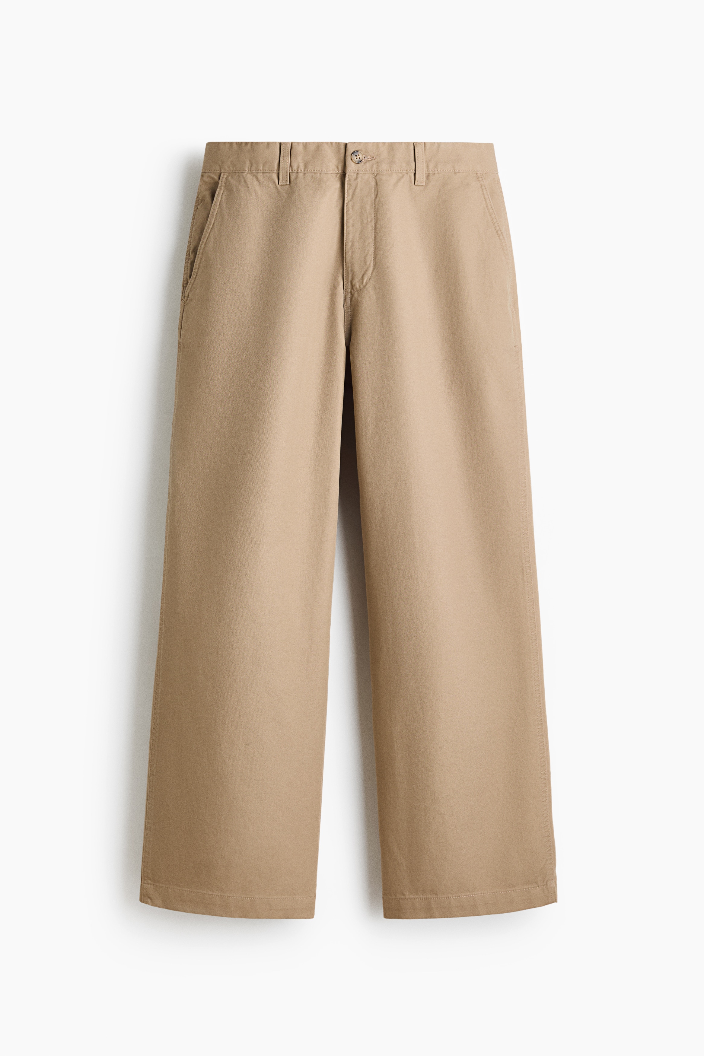 Bawełniane spodnie chinos Loose Fit - Beżowy/Czarny