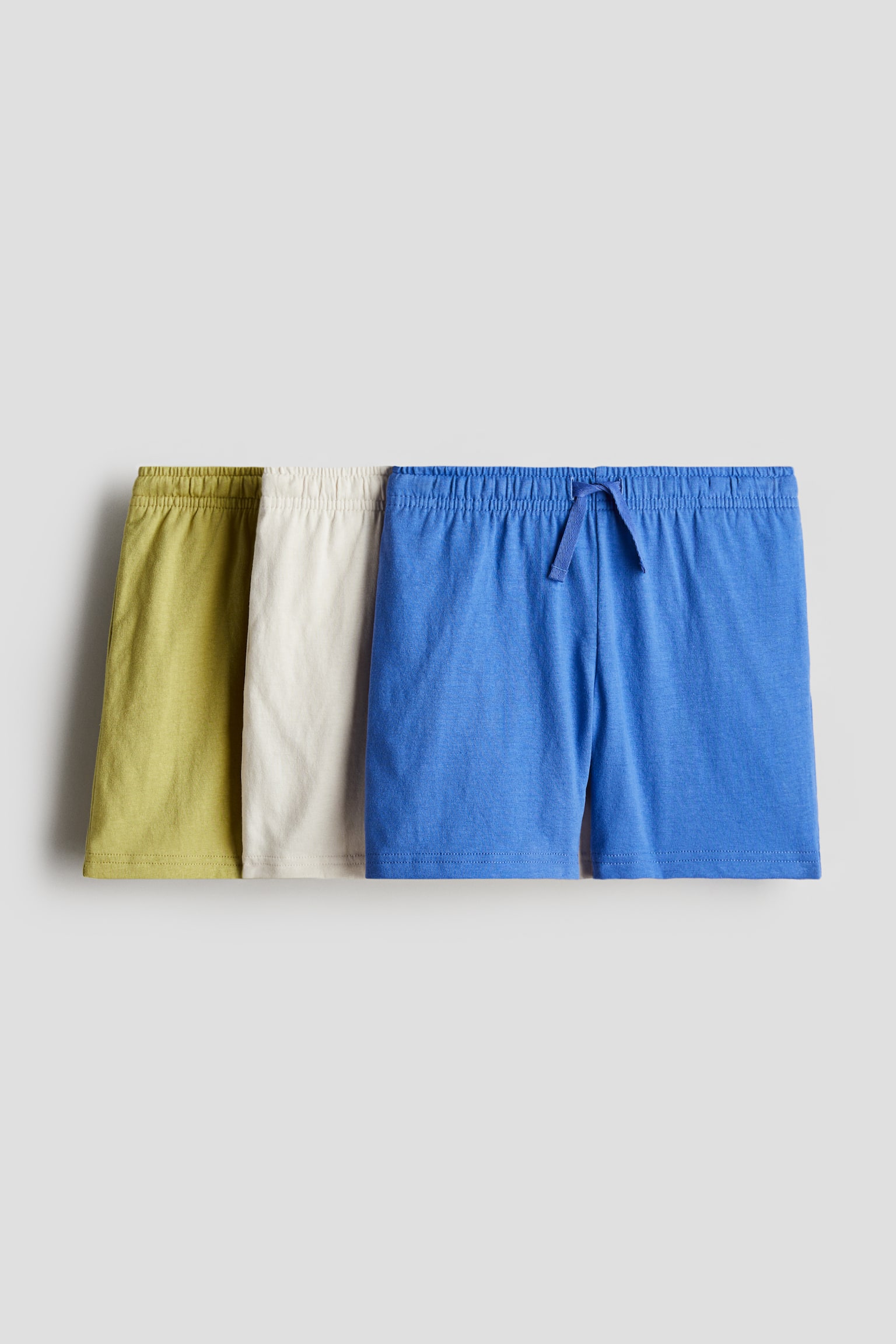 3-pack cotton jersey shorts - Blue/Green/White - 1