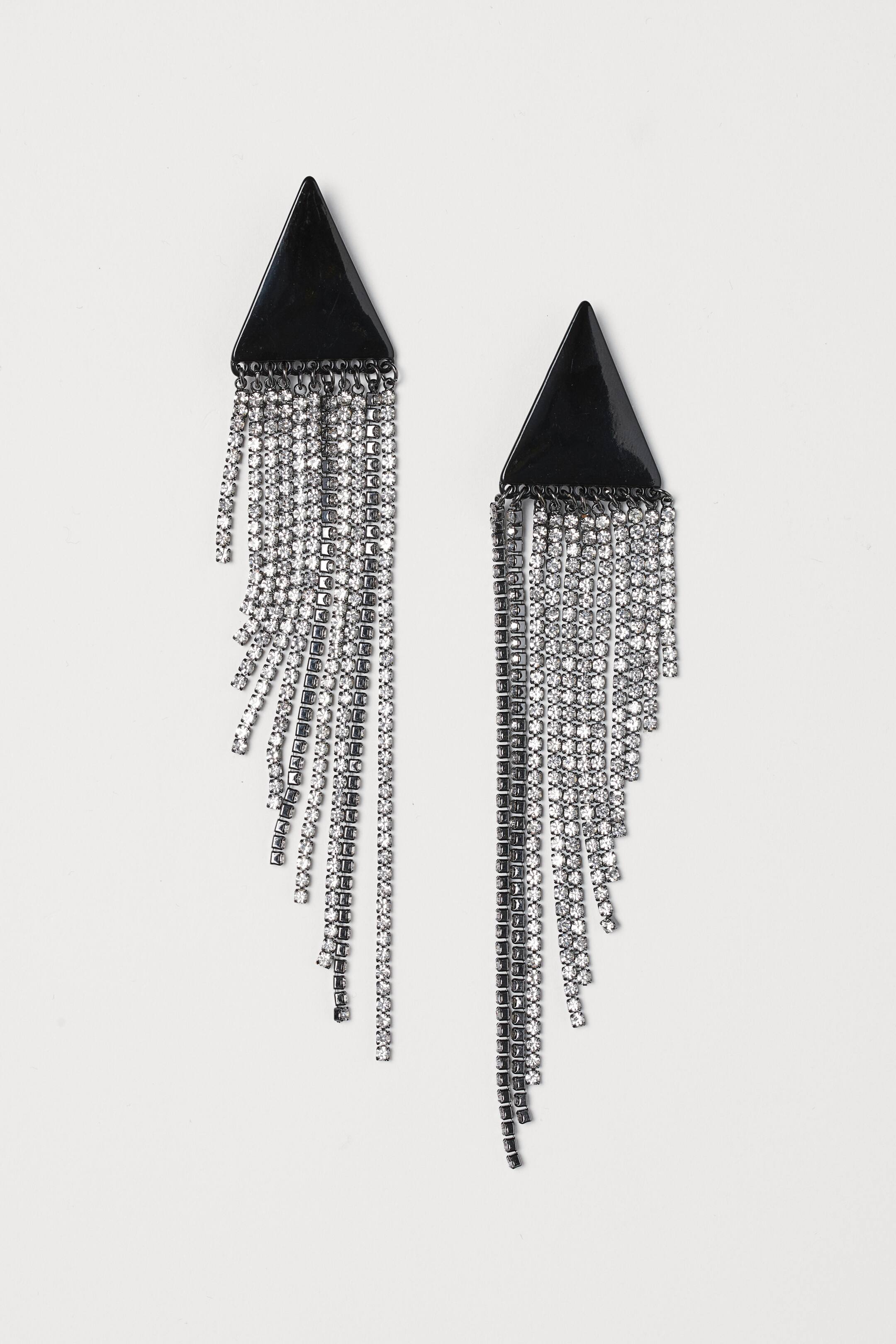 Zobacz większy obraz: Długie kolczyki ze strassem - Czarny - ONA | H&M PL 1