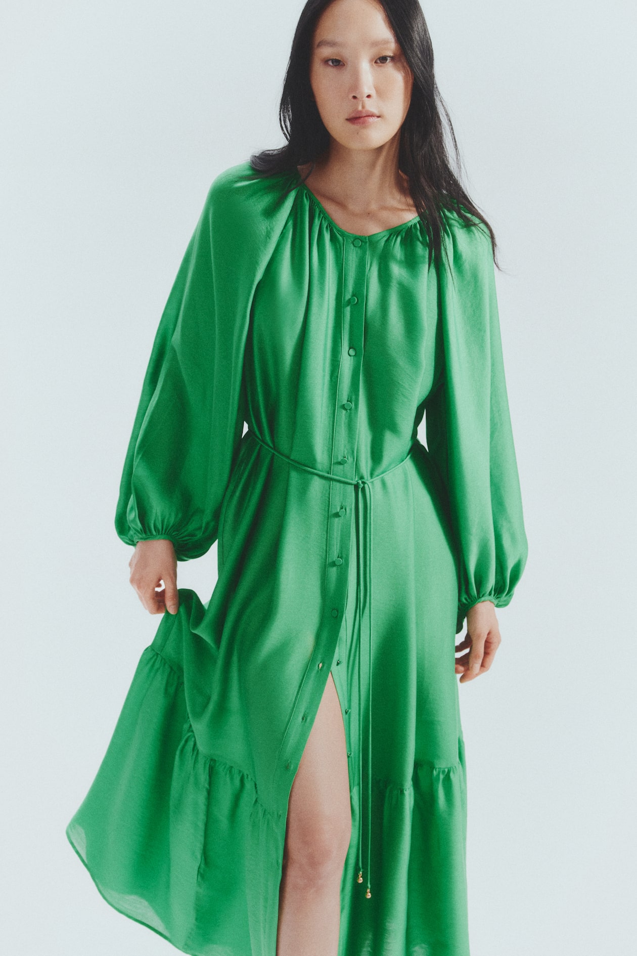 Abito oversize con cintura da annodare Verde acceso DONNA H&M IT