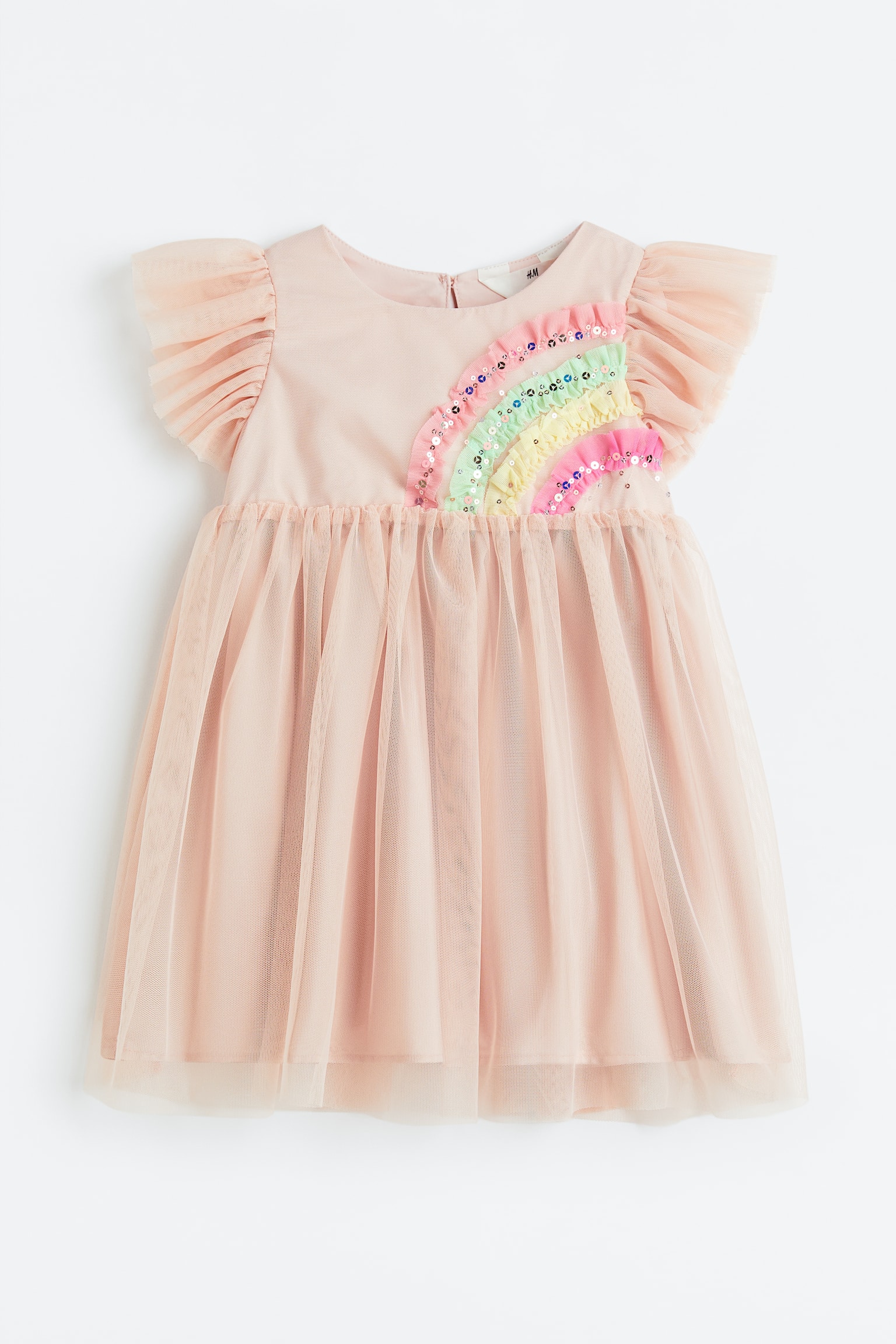 Appliqued tulle dress - Powder pink/Rainbow - 1