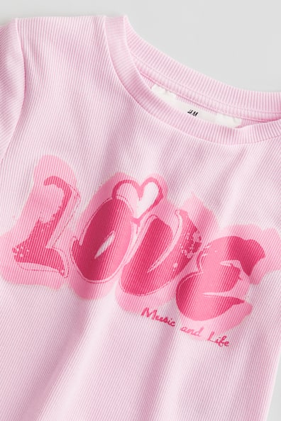 Ribbed T-shirt - Round neck - Short sleeve - Light pink/Love - Kids | H ...