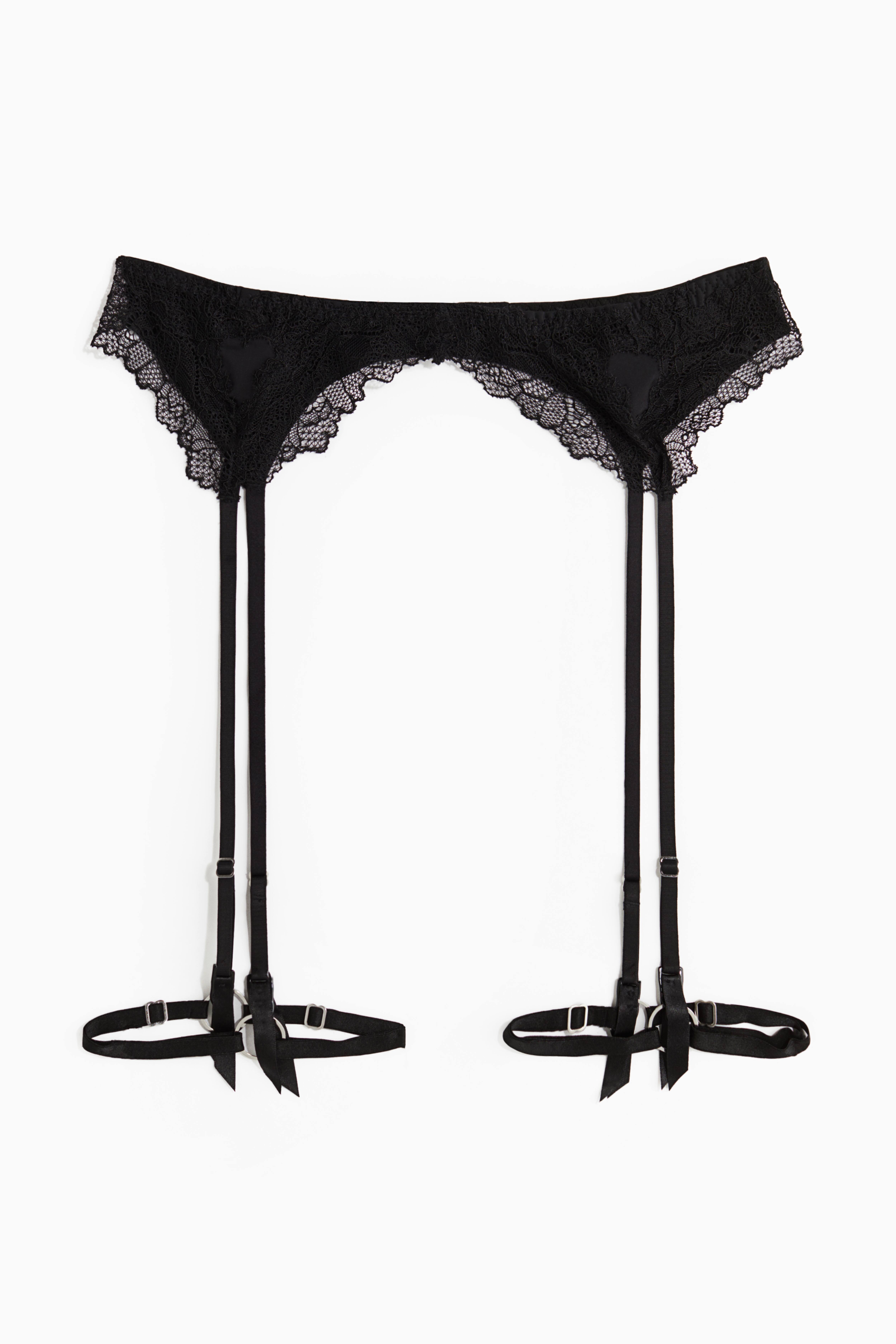 Reggicalze In Microfibra E Pizzo Nero DONNA H M IT Reggicalze In Microfibra E Pizzo Nero DONNA H M IT