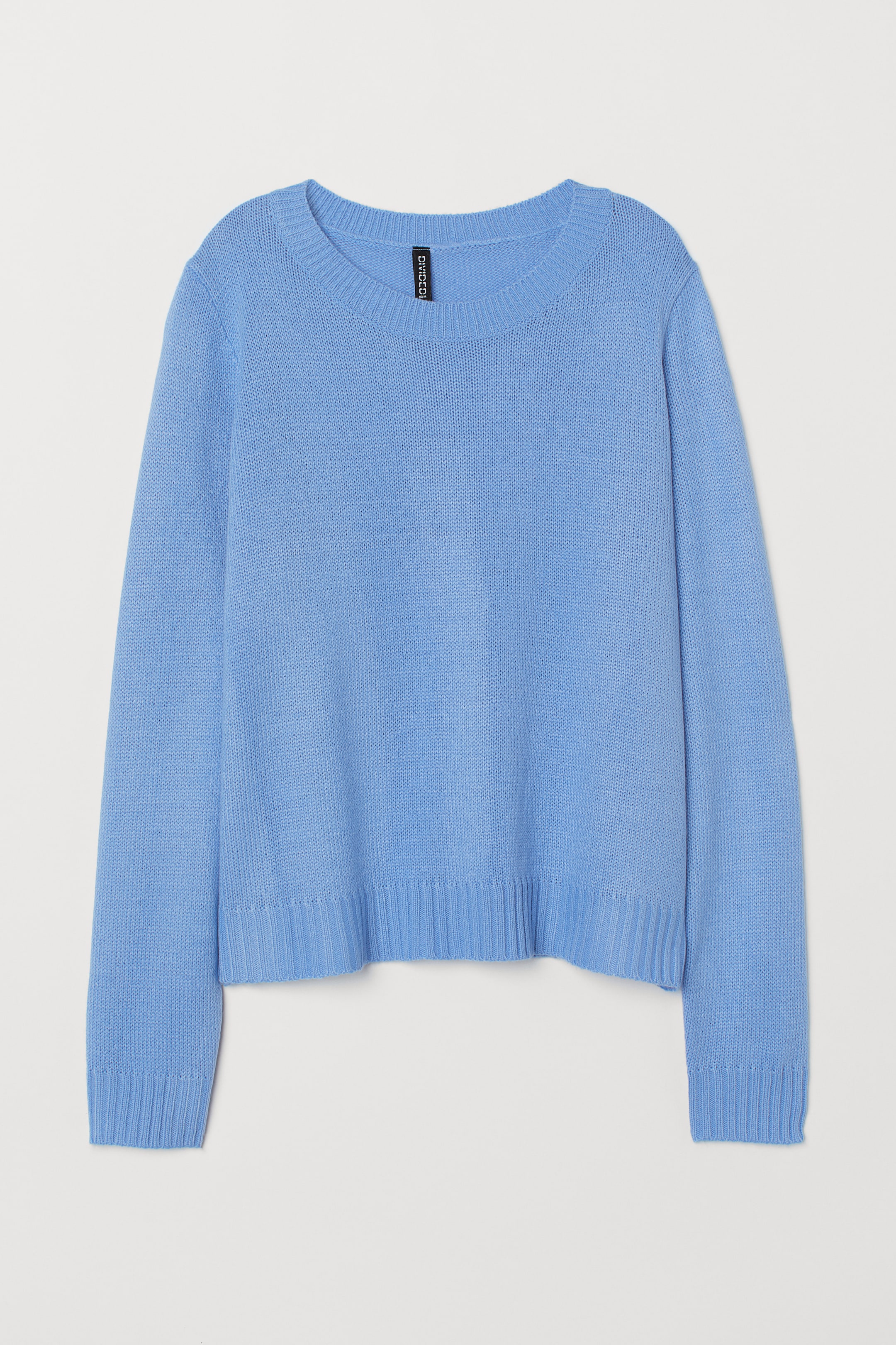 Knit Sweater - Round Neck - Long sleeve - Pigeon blue - Ladies | H&M US