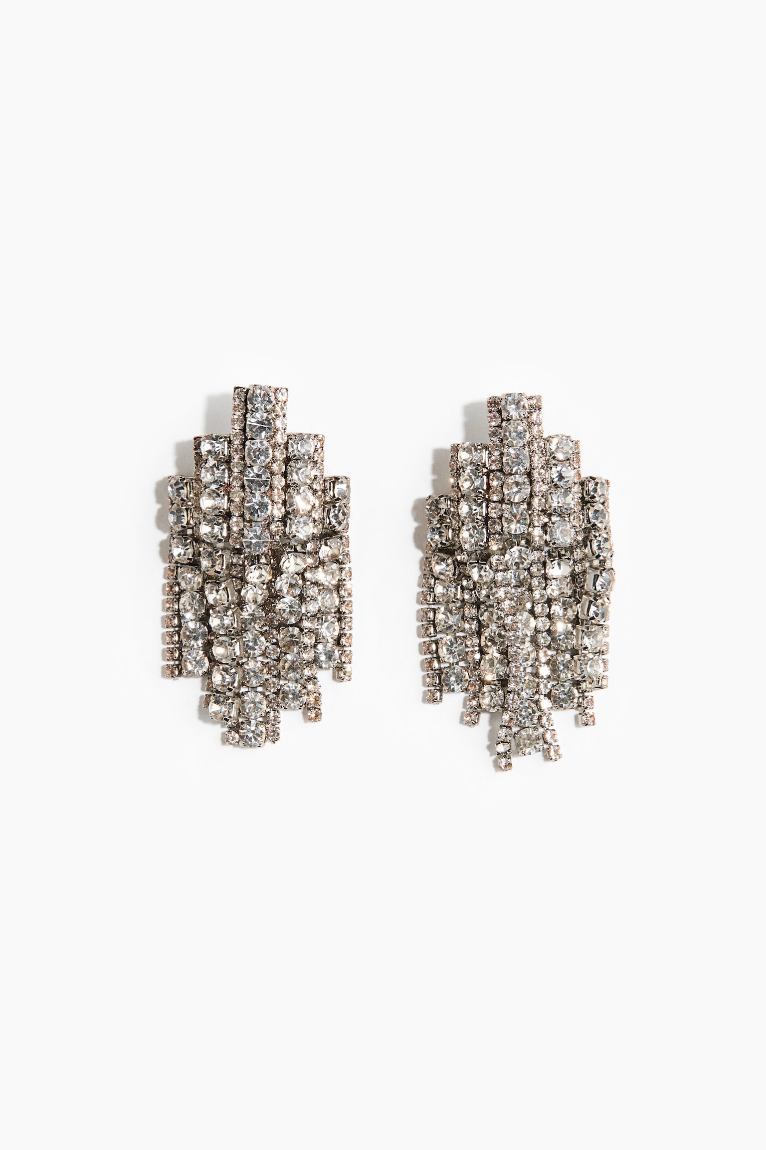Rhinestone earrings - Silver-coloured - 1