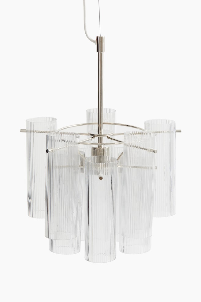 Lampe suspendue façon lustre - Argenté/transparent/Beige - 1