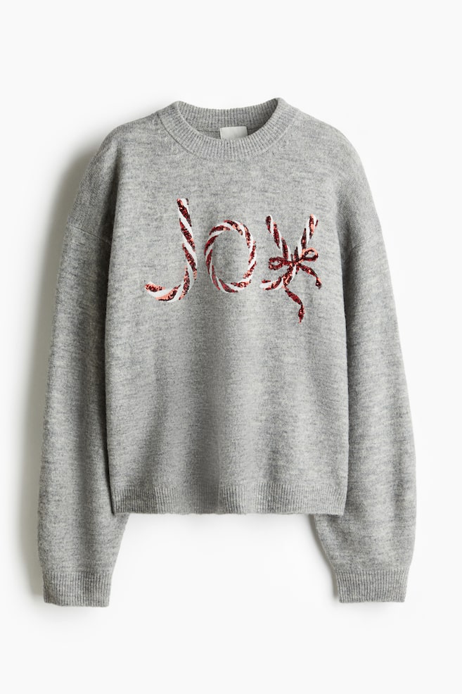 Pullover con motivo davanti - Grigio mélange/Joy - 1