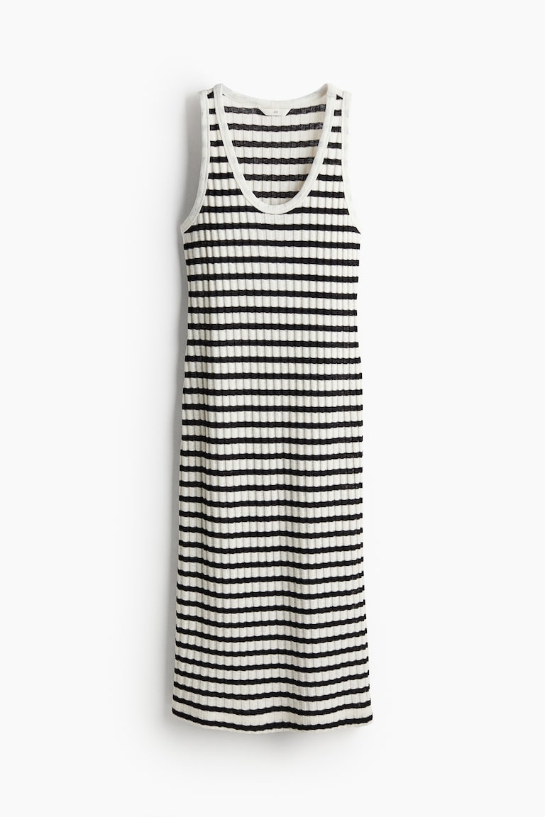 h&m black and white striped dress Women's White/Black Rib-knit Black Short Embellished Dress material:Rugged Flared skirt. Color:WINE