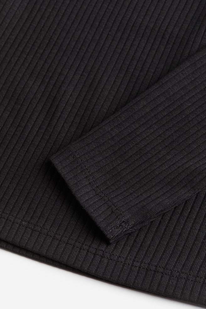 Cotton turtleneck top - Black/White/Black/Striped - 3
