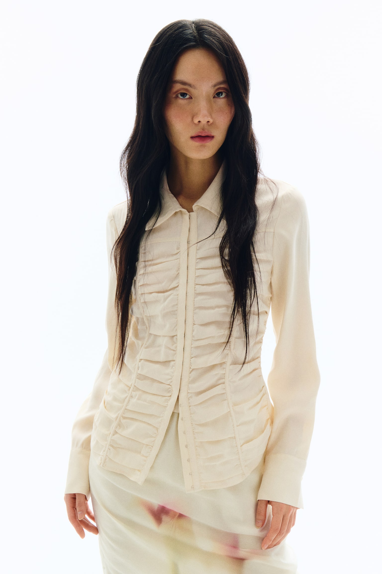 ギャザーシャツ - ライトベージュ/ブラック - 1