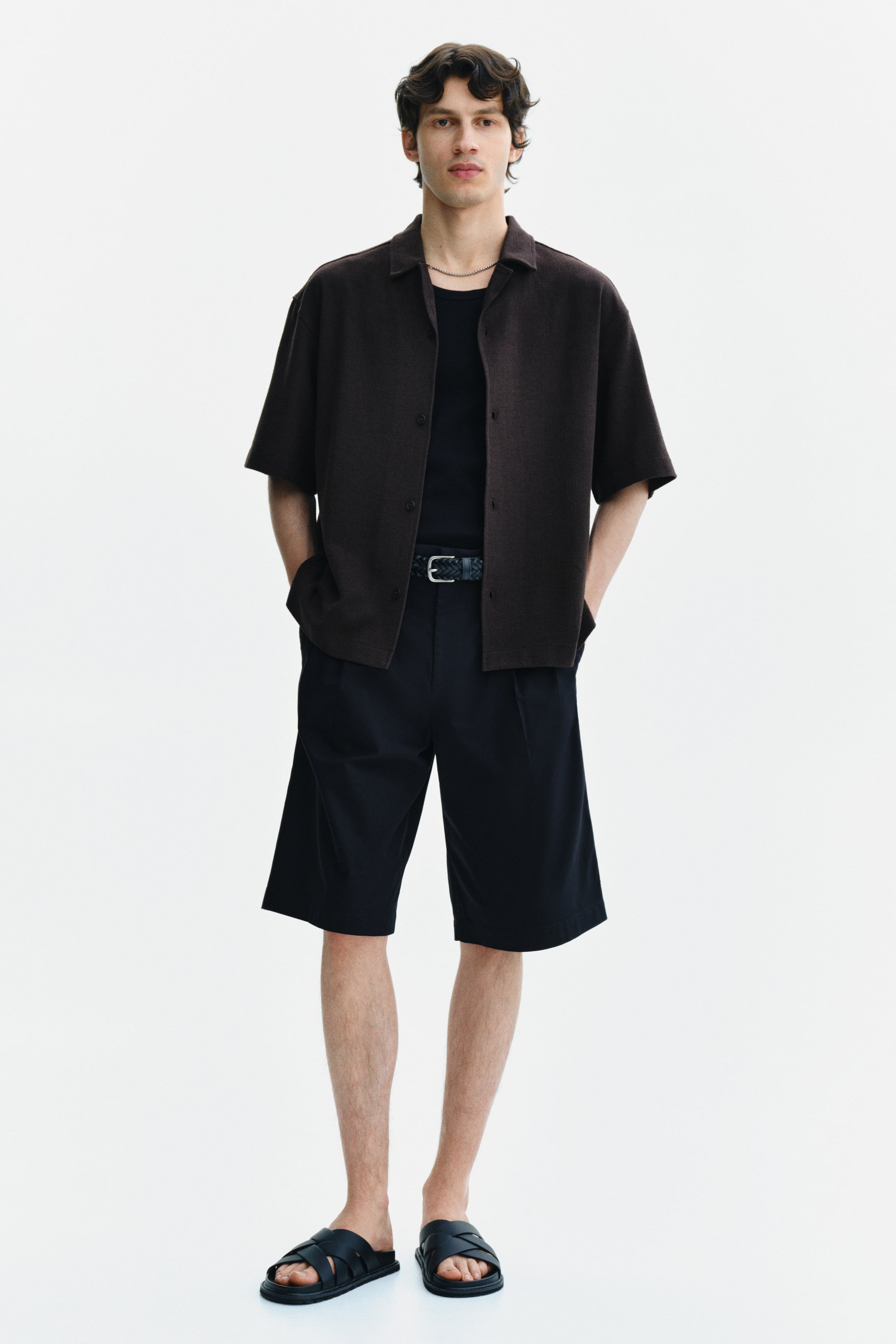 Chemise décontractée à col cubain