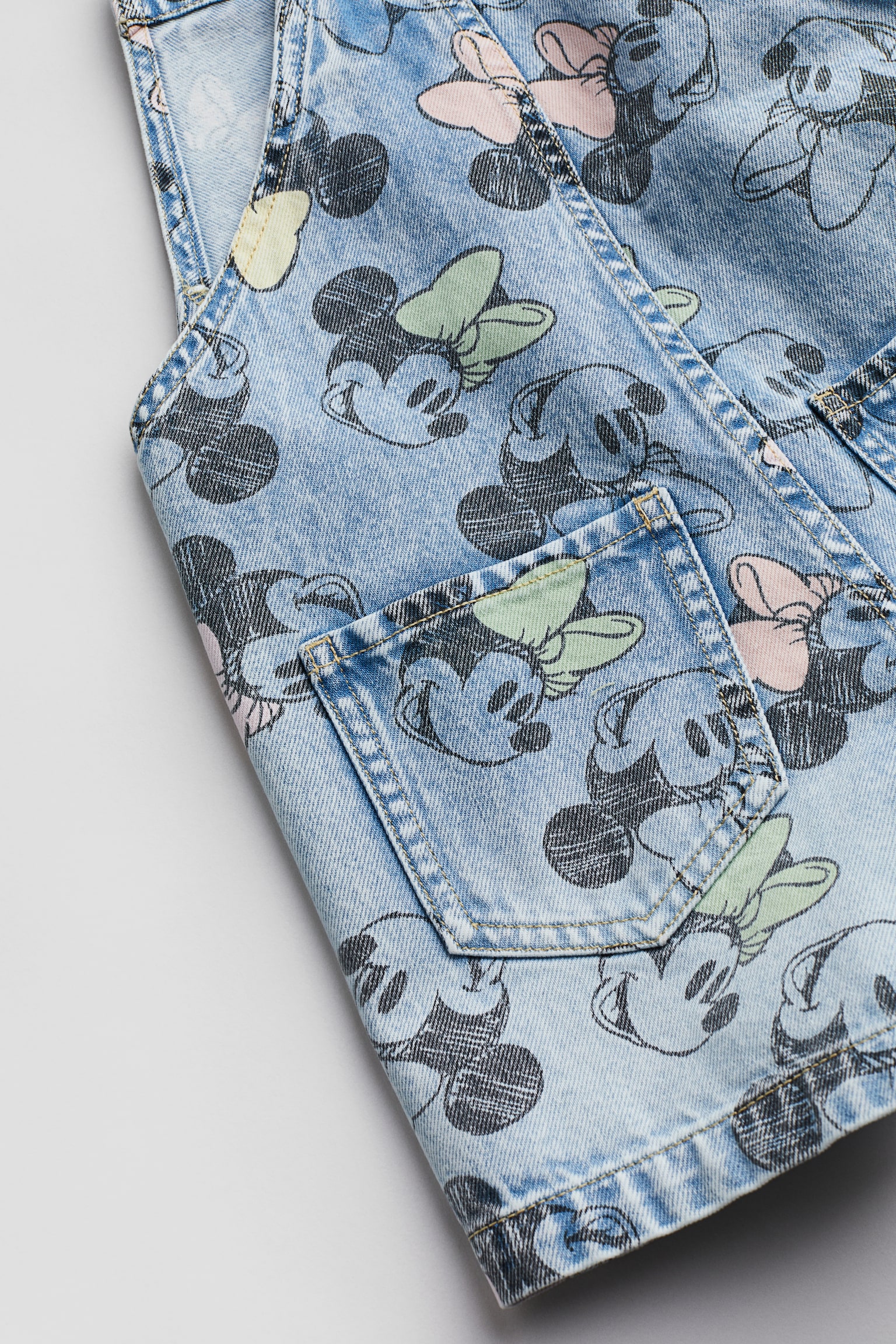 Print Denim Dungaree Shorts - Light denim blue/Minnie Mouse - 3