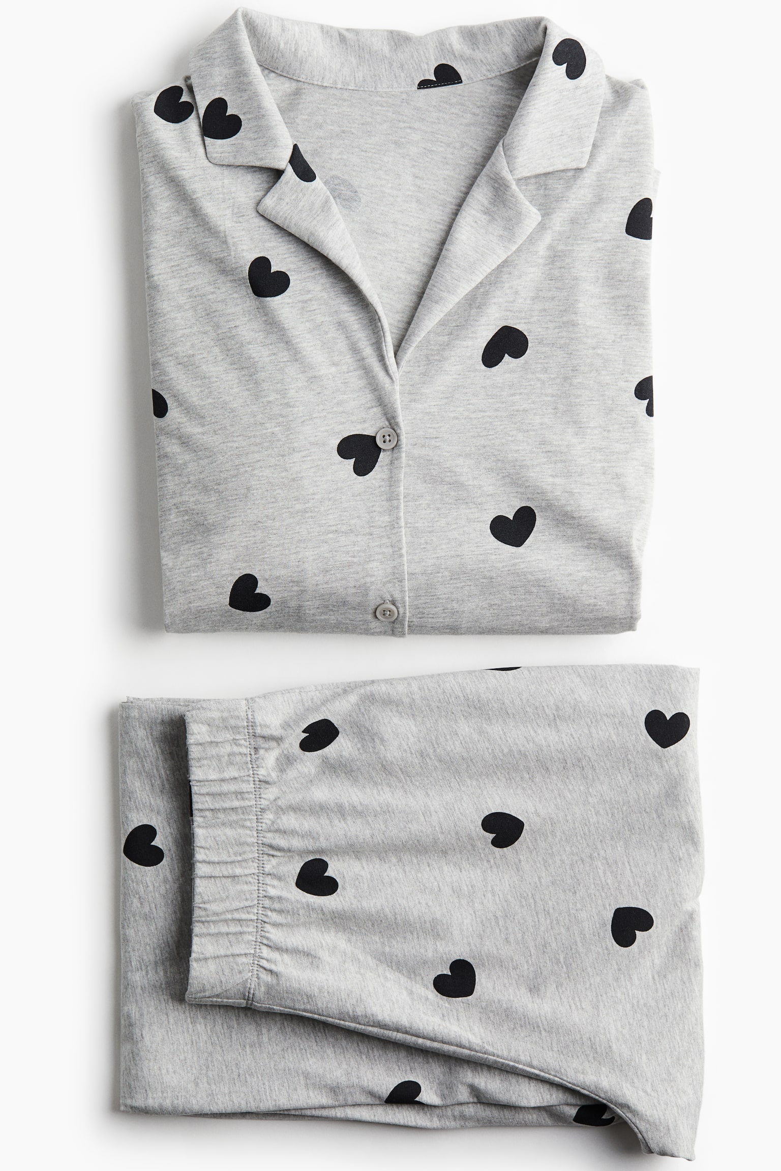 Pyjama en jersey à motif - Gris clair chiné/cœurs/Crème/cœurs/Rouge/cœurs/Blanc/nœuds - 5