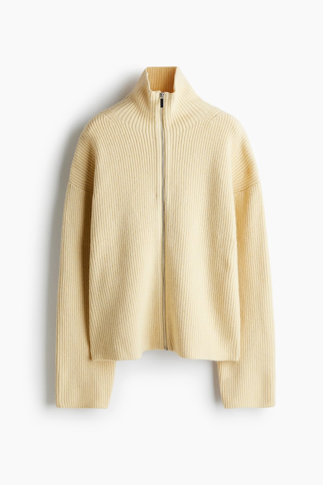 Zip-through cardigan - Light yellow/Brown/Dark grey marl/Cream - 1