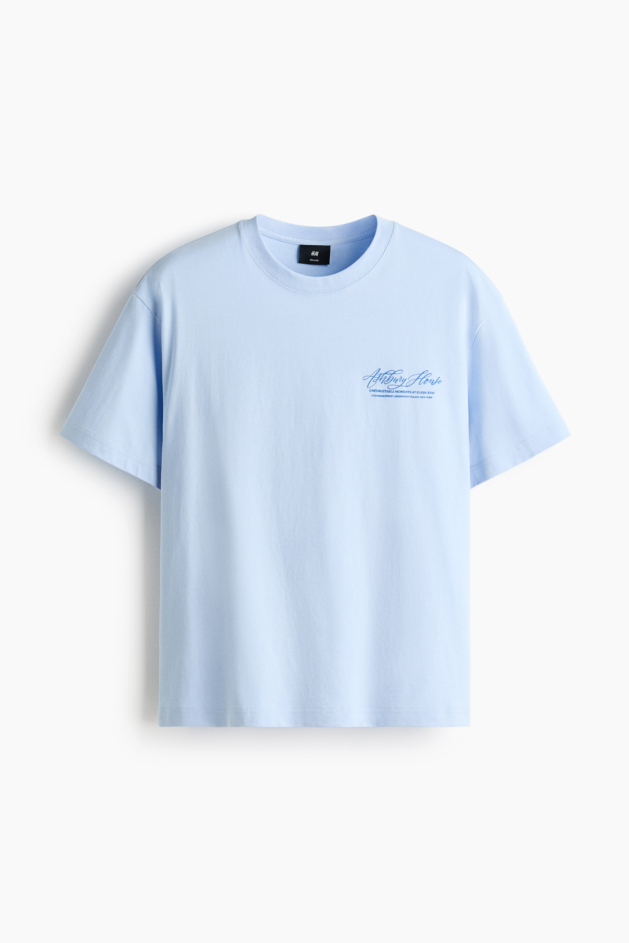 Ver imagem maior: T-shirt com estampado Loose Fit - Azul claro/Ashbury House - HOMEM | H&M PT 1