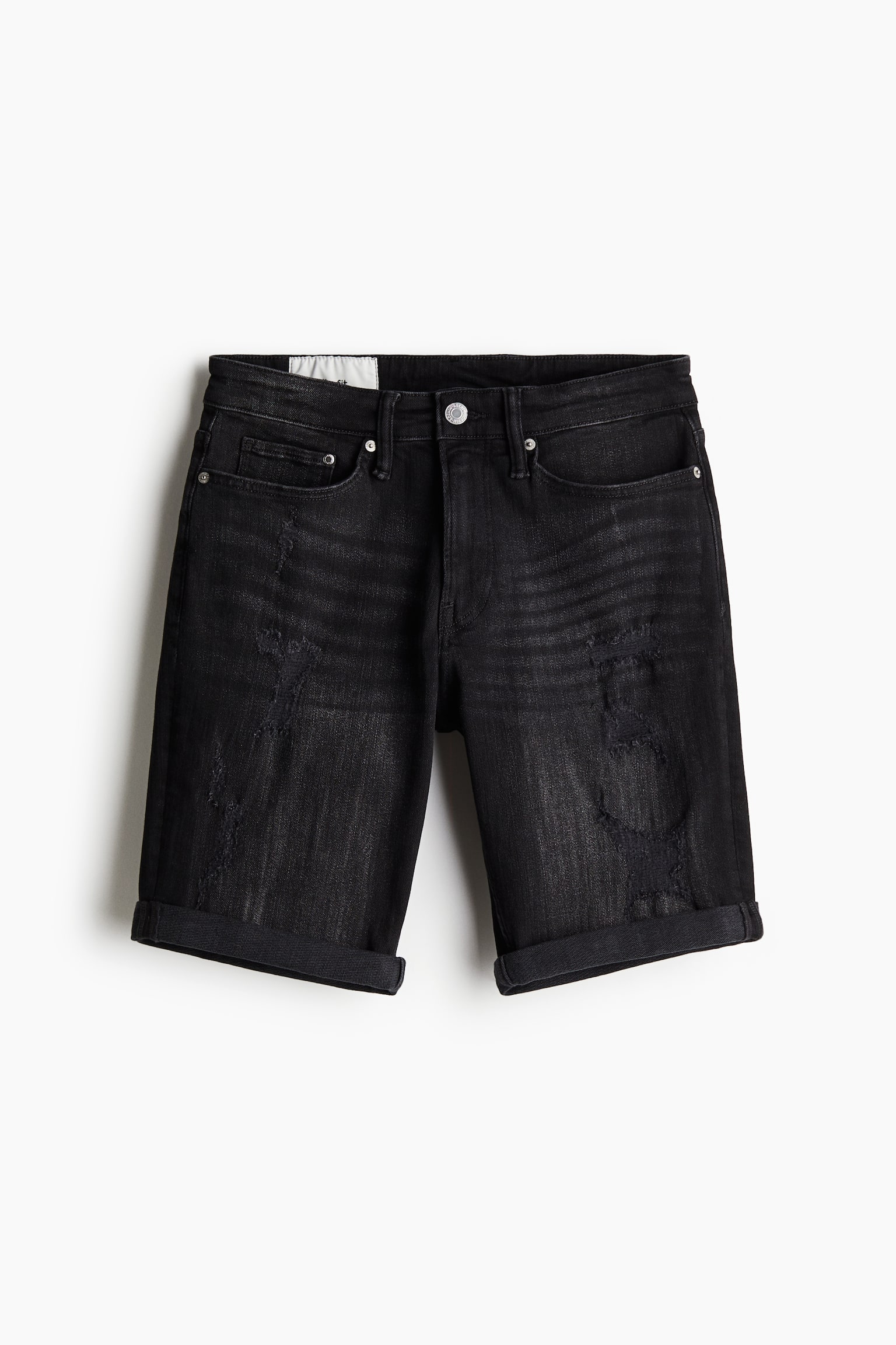 Slim Denim shorts - Denim black/Light denim blue - 2