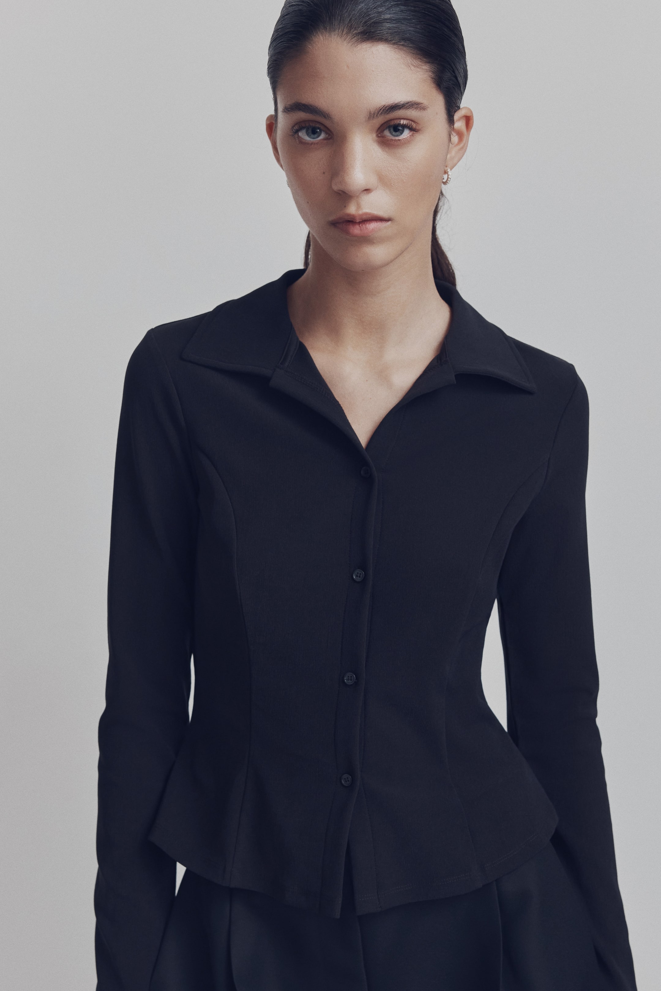 View larger image: Peplum jersey shirt - Black - Ladies | H&M IN 3