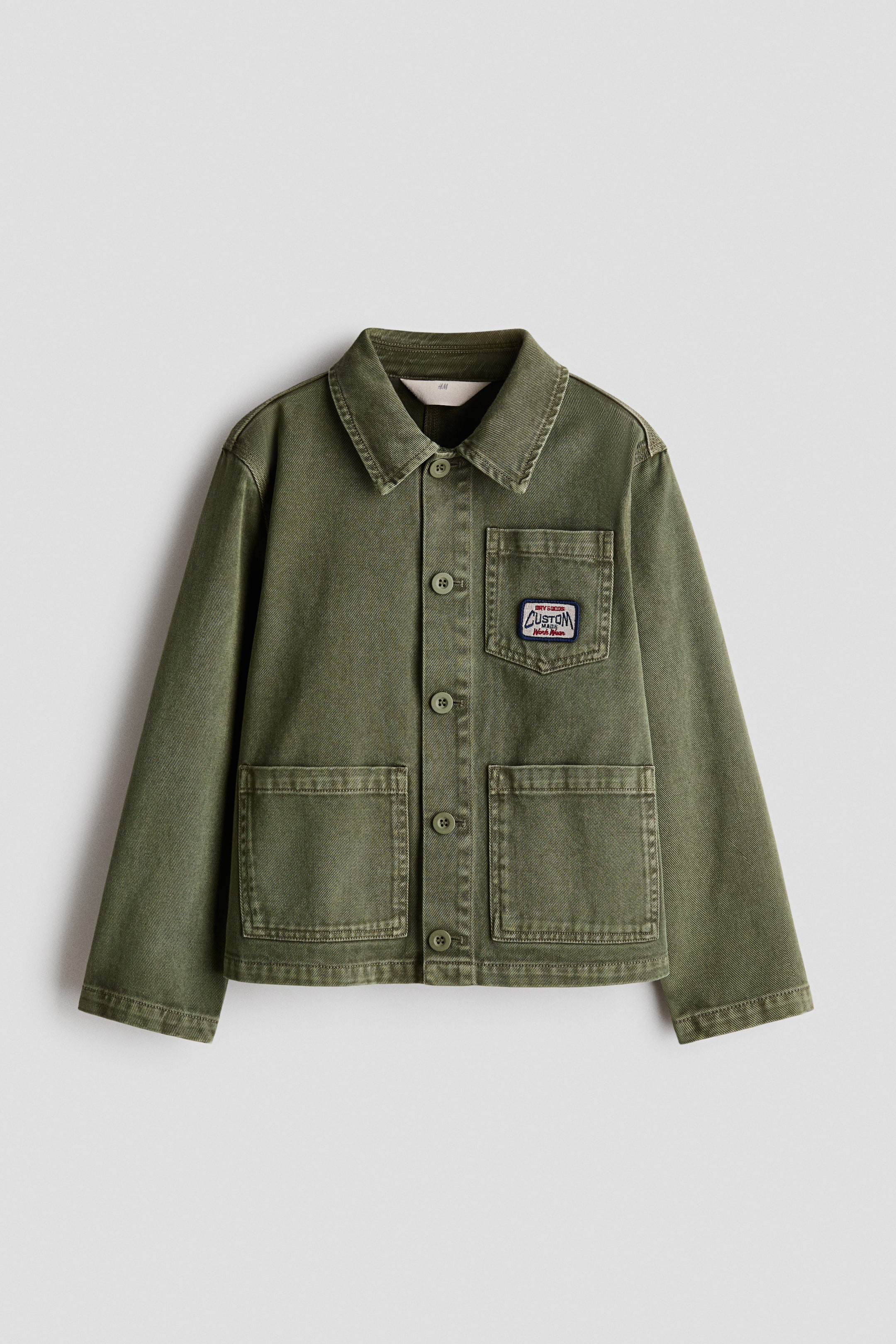 View larger image: Cotton twill overshirt - Khaki green - Kids | H&M 1