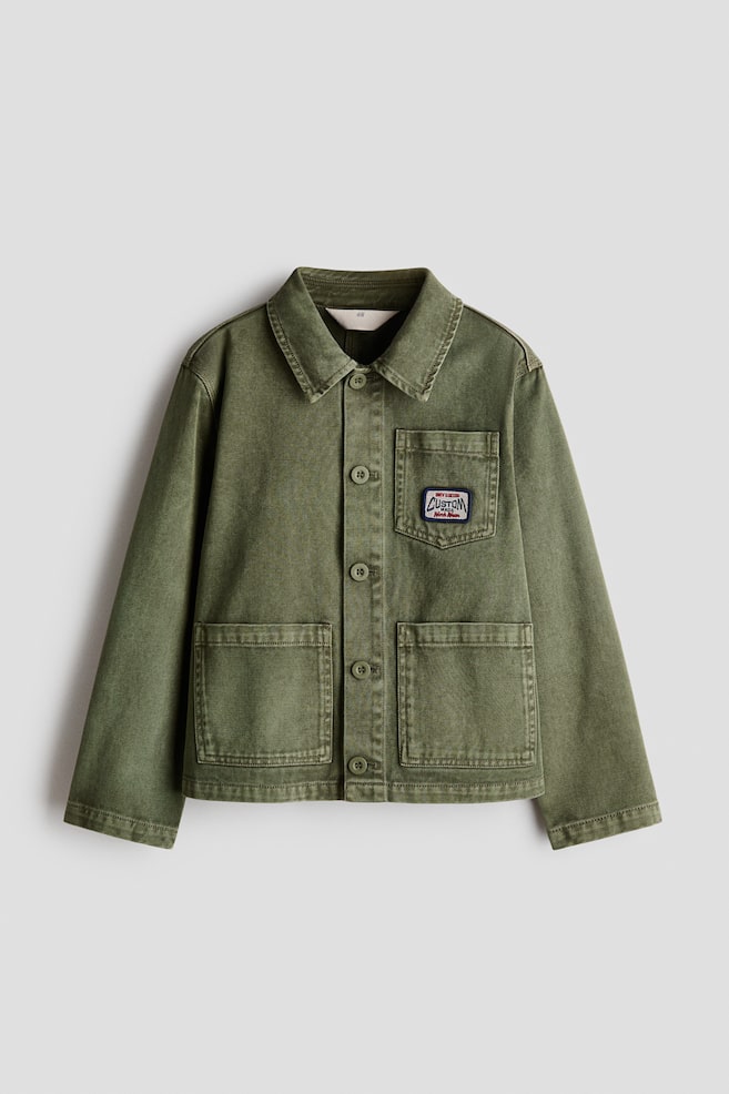 Sobrecamisa en sarga de algodón - Verde caqui - 1