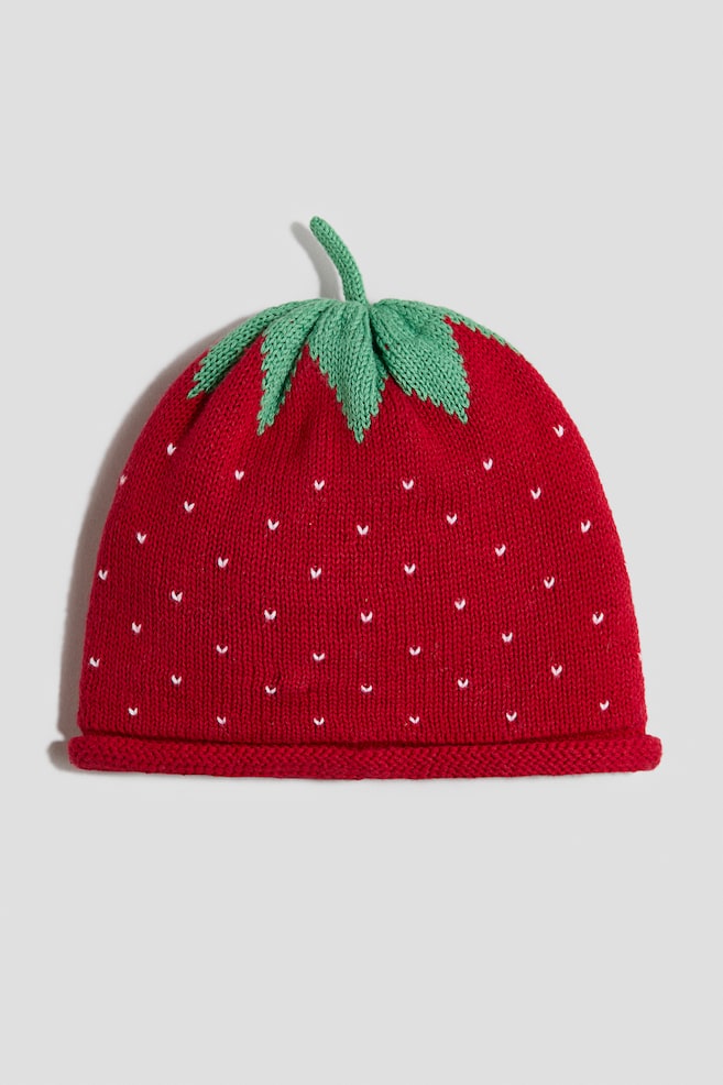 Berretto in maglia jacquard - Rosso/fragola - 1